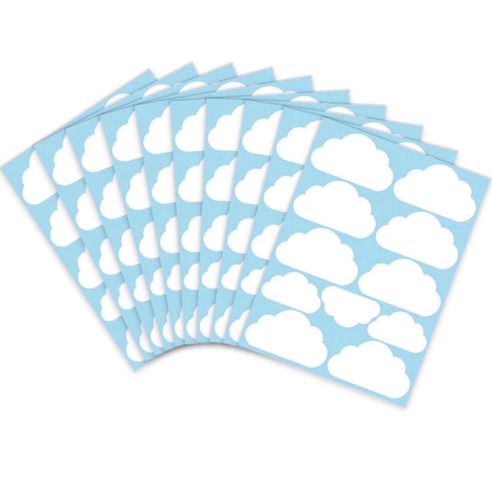 White Cloud Sticker, 10 Pack Vinyl Wall Decals for Kids Room White Clouds Pattern Mixed Size