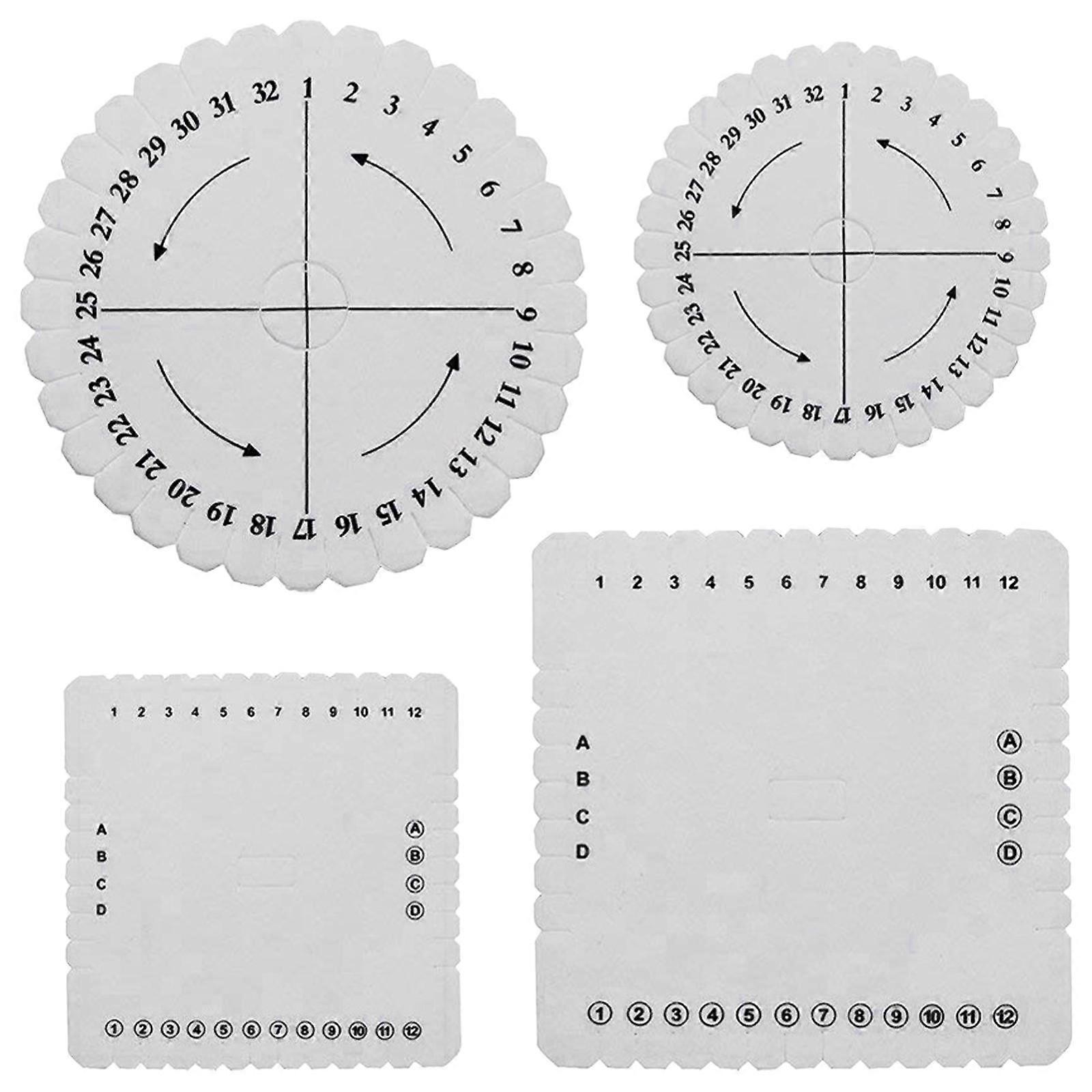 4x Round Square Kumihimo Foam Braiding Disk DIY Braiding Plate Braided Disc