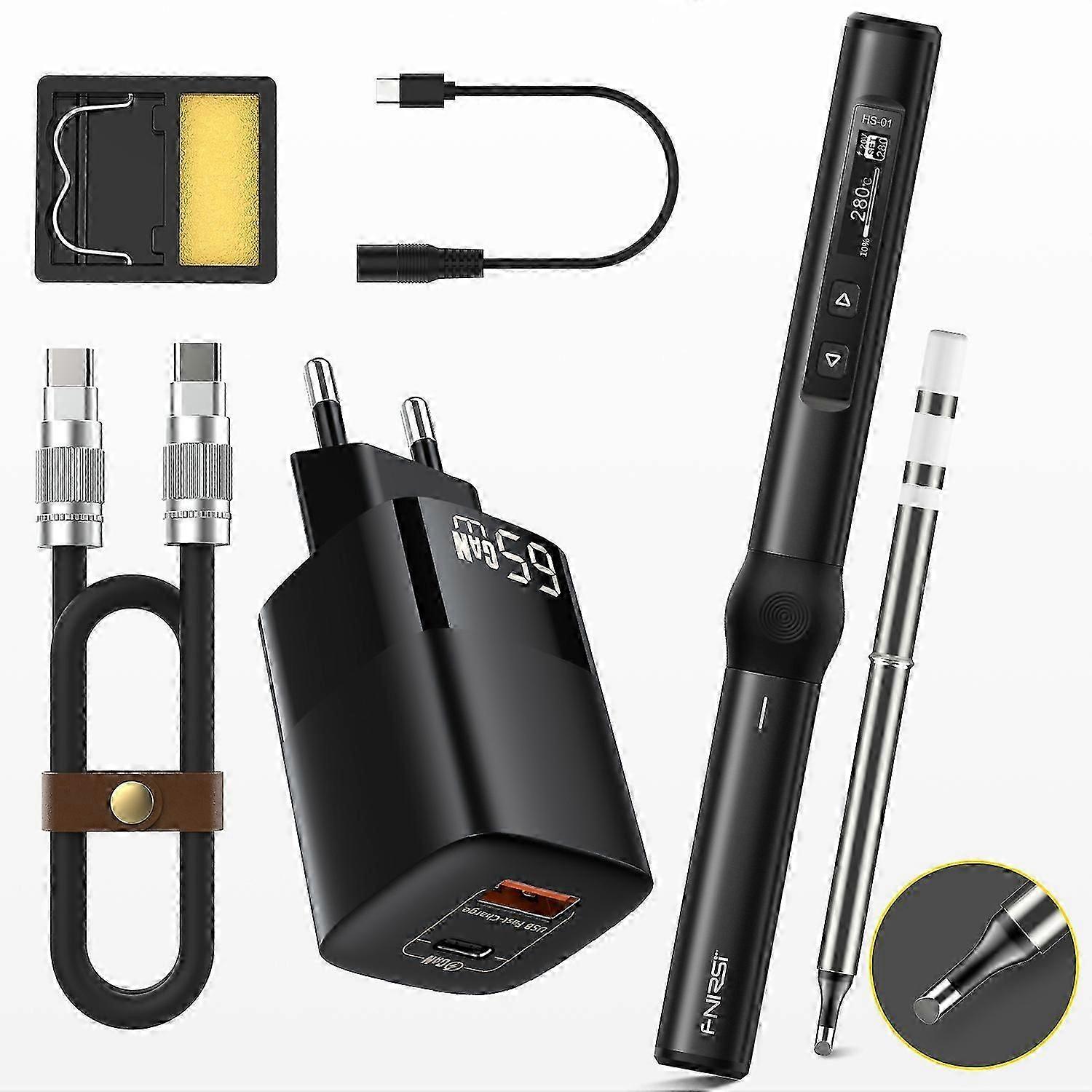 HS-01 Adjustable Temperature Soldering Iron DC 24V 80-420 Welding Solder Rework Station PD 65W Portable Repair Tool