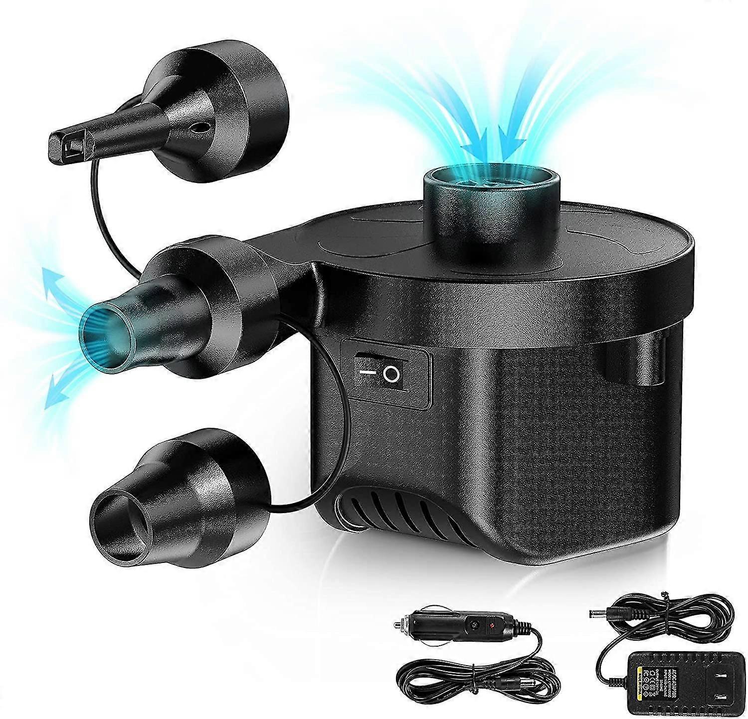 Electric Inflator, Inflator Pump Inflator With 3 Nozzles For Inflator Mattress