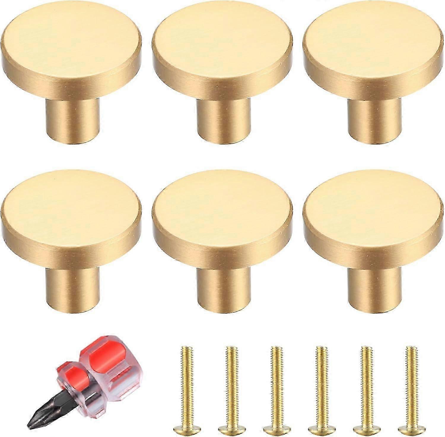 Pieces Drawer Knobs, Gold Furniture Knobs, Round Cabinet Knobs, Gold Brass Drawer Knobs, Kitchen Door Handles for Decor, with Screwdriver-20 * 25 mm