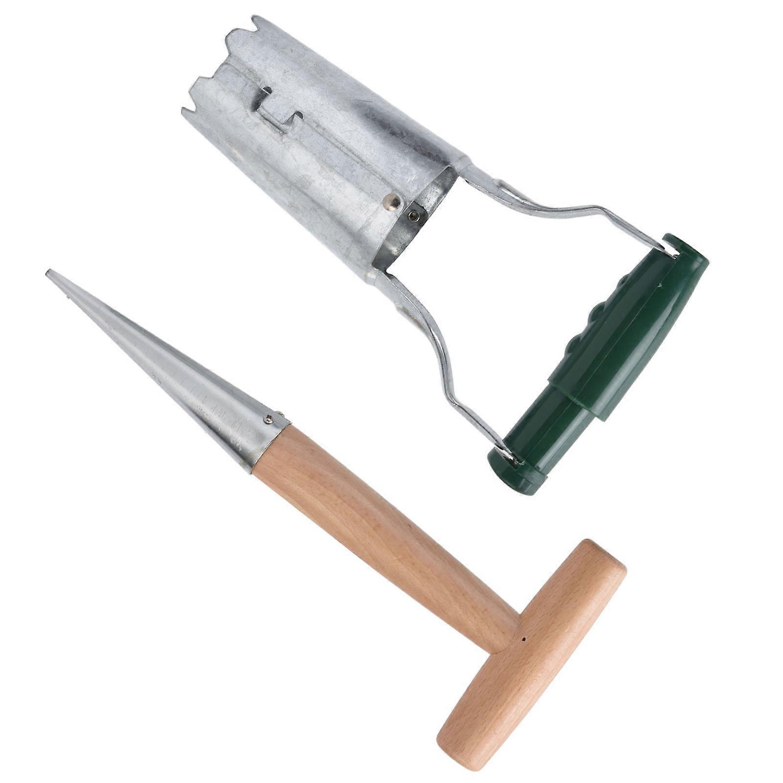 Ergonomic Bulb Planter for Seedling Transplanting, Model BX-200, 8 Inch Depth, Stainless Steel