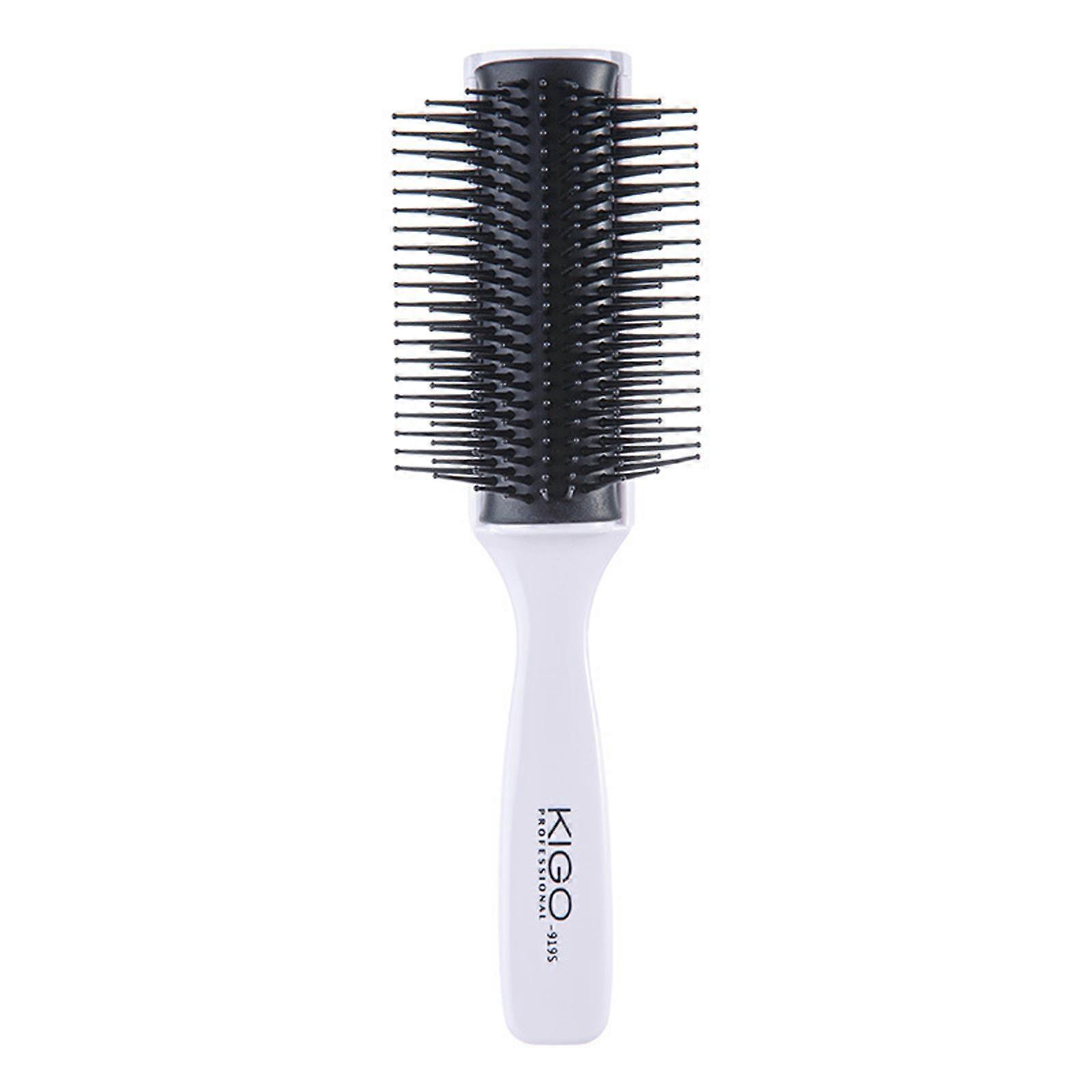 Lightweight Wide 9 Row Round Hair Brush for Smooth Styling and Anti Static Performances for Salon and Home Use White