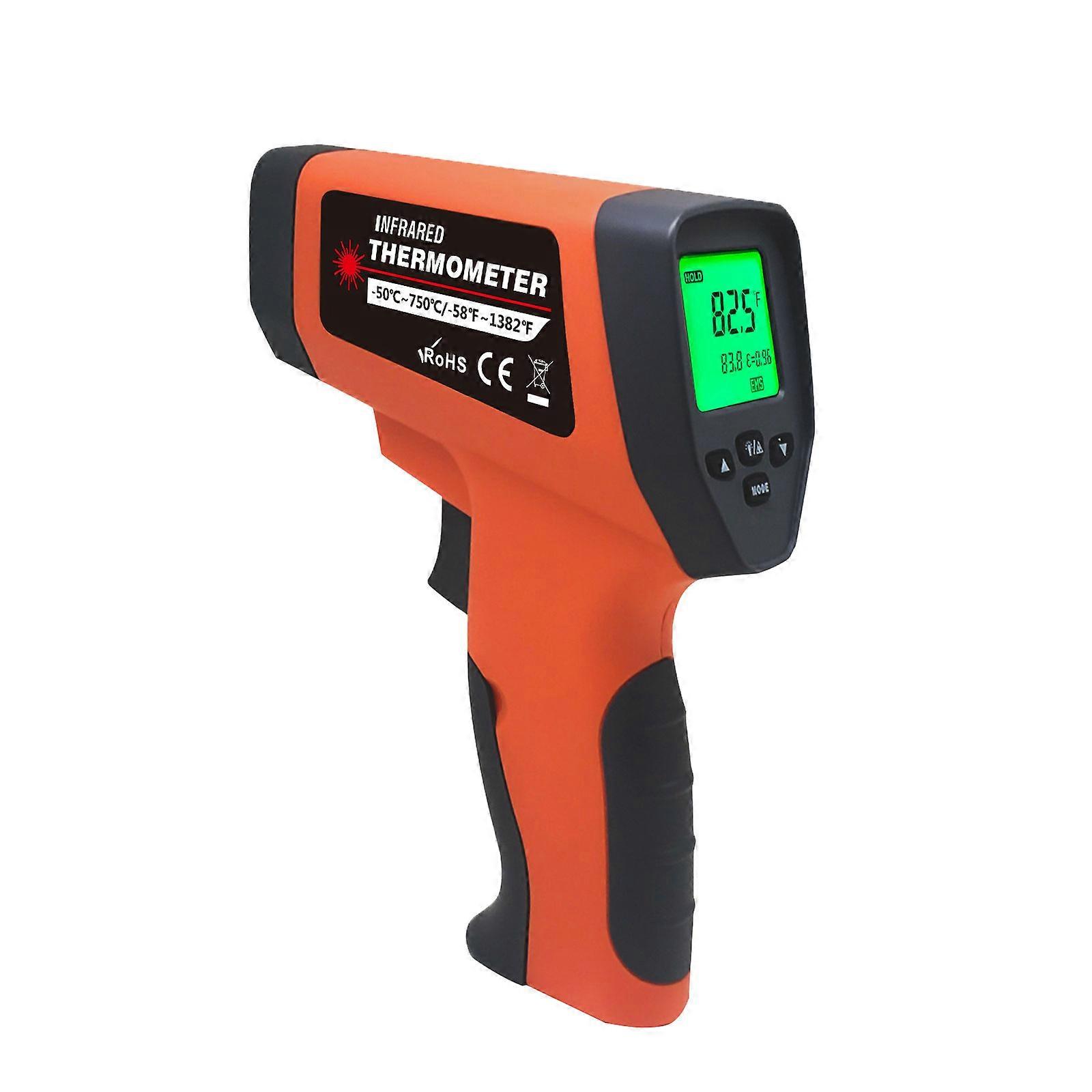 Digital InfraredThermometer for Cooking,BBQ,Pizza Oven, Thermometer with Backlight,-58℉~1382℉(-50℃~750℃) Non Contact Orange