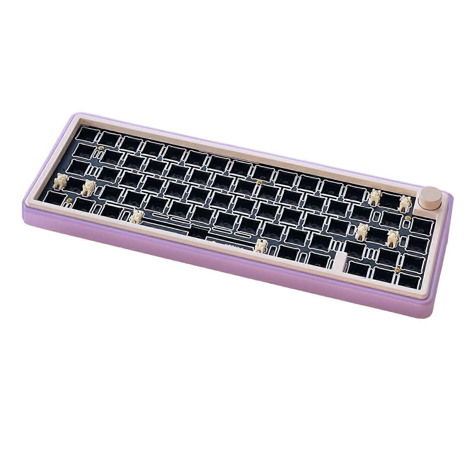 Three Modes 66 Key Mechanical Keyboard Hot Swap Functionality for Personalizing Experience Small Keypad  light purple