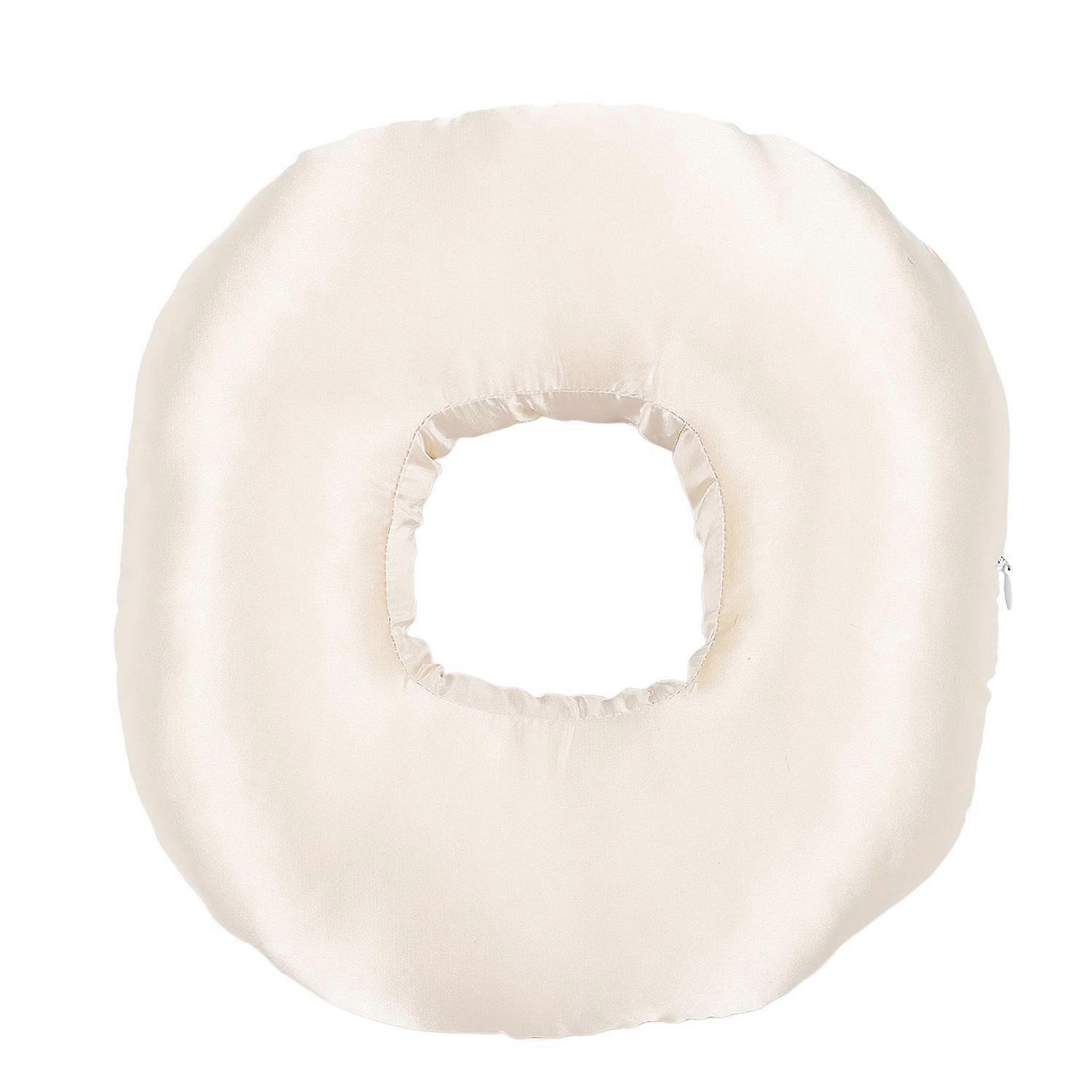 Silky Satin Ear Pillow Donut Pillow Ear Guard Pillow with Ear Hole for Side Sleepers with Earplug an