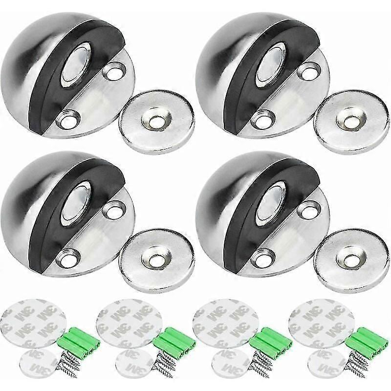 ステンレス製ドアストッパー磁気ドアストッパー、取り付けネジとドアと壁を保護するための3M接着剤付き接着剤ドアストッパー、