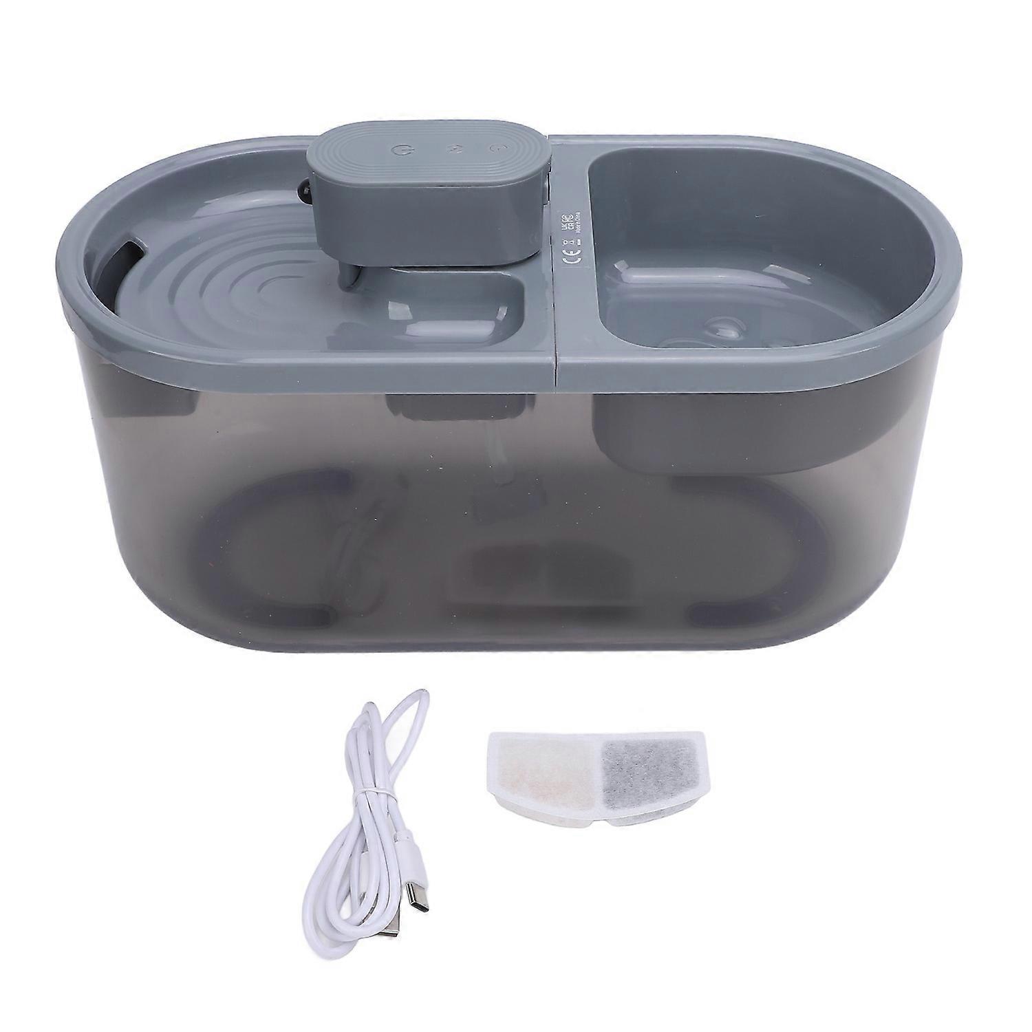 Smart Cat Water Fountain Quiet Operating Rechargeable Automatic Pet Water Dispenser for Home Gray