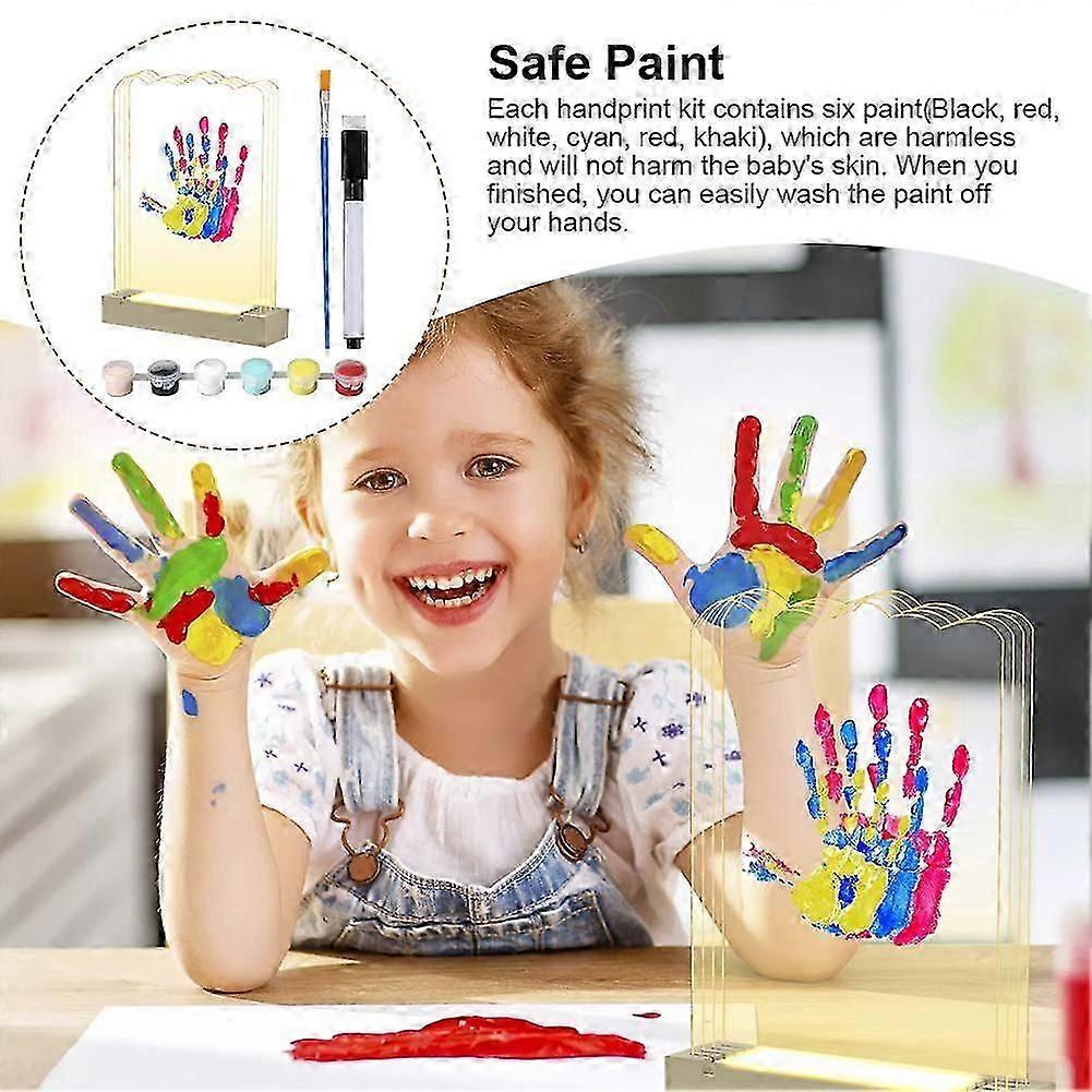 DIY Family Handprint Kit, Clear Handprint Picture Frame with Light