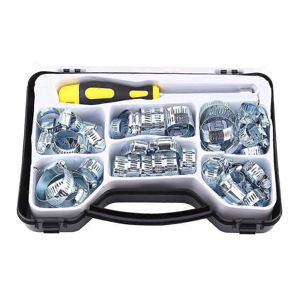 51 Pcs Carbon Steel Hose Clips Fuel Line Pipe Clamps Set with Hex Driver in A Carry Case