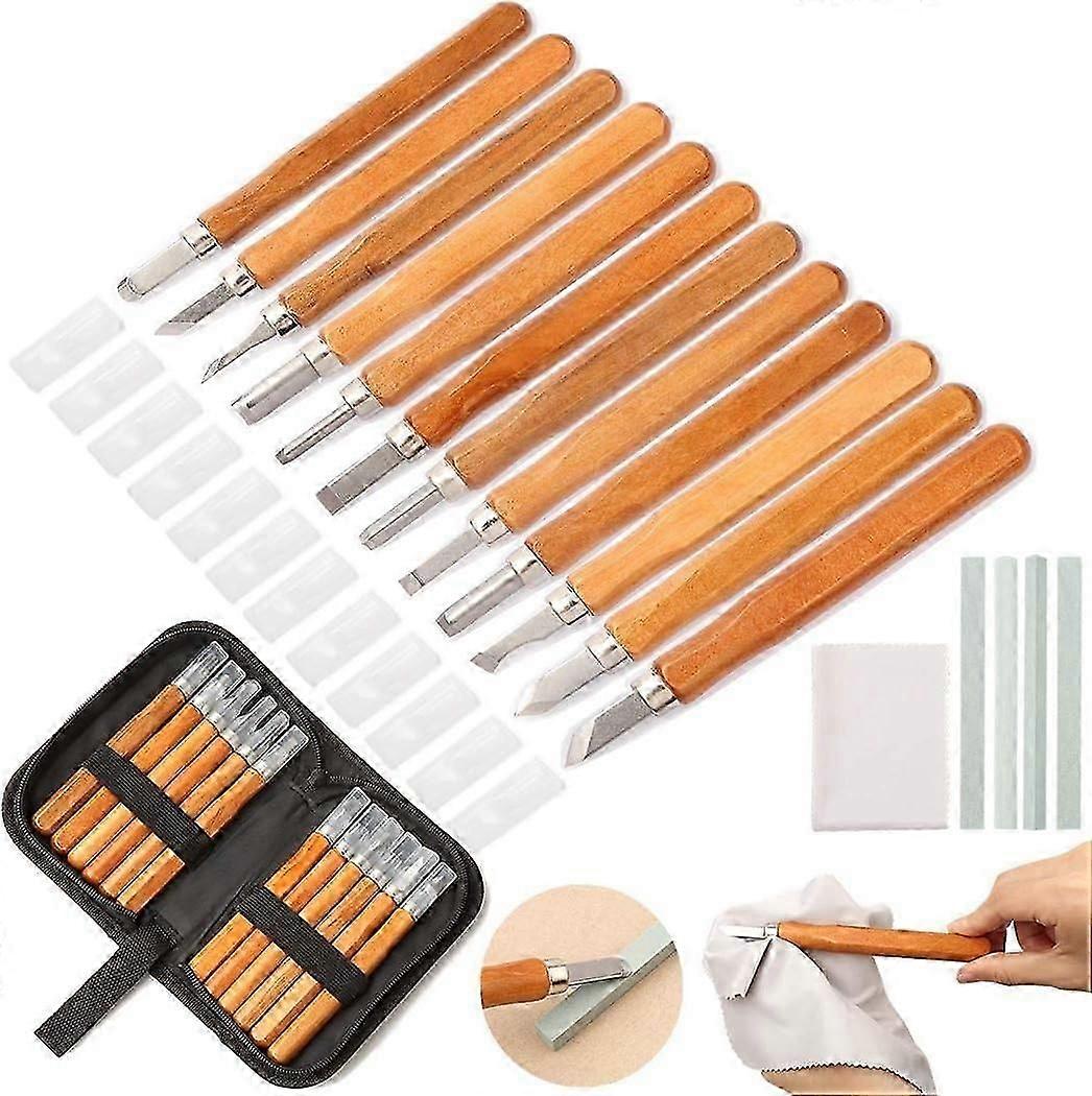 2025 New Wood Carving Tools Kit, 12 PCS Wood Carving Kit with Whetstone and Storage Bag