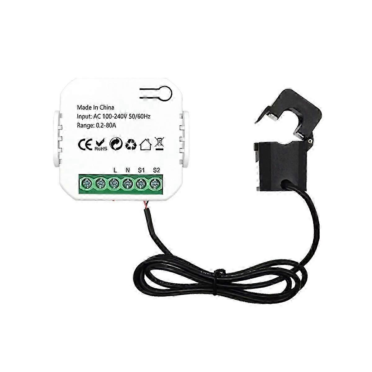 Tuya Smart Life WiFi Energy Meter 80A with Current Transformer Clamp KWh Power Monitor Electricity