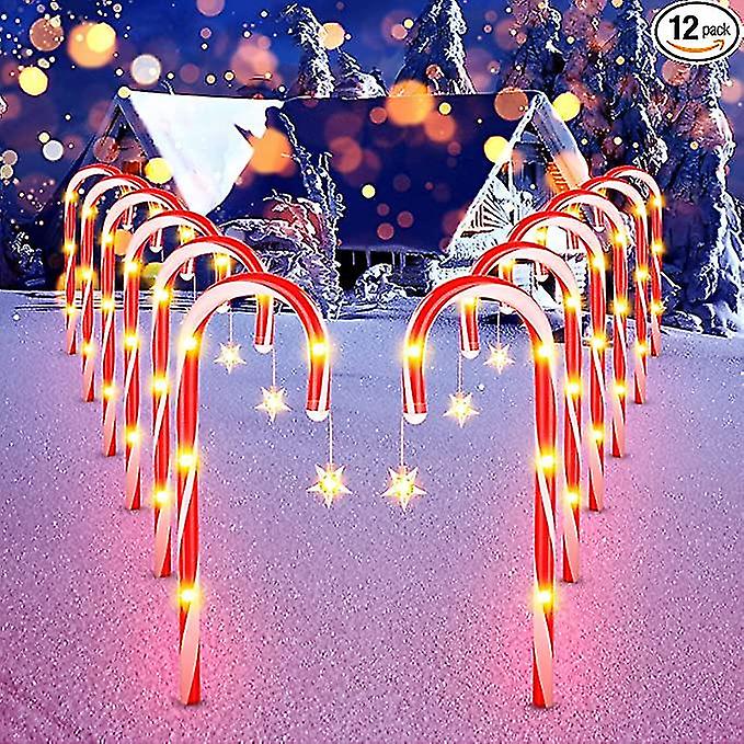 12 Pack Outdoor Decorations Solar Candy Lights