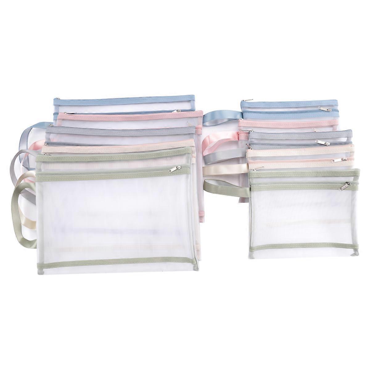 10 Pack Colored Double-Layer Mesh Zipper Pouch Bags, Building Block Sets Toy Storage & Organization