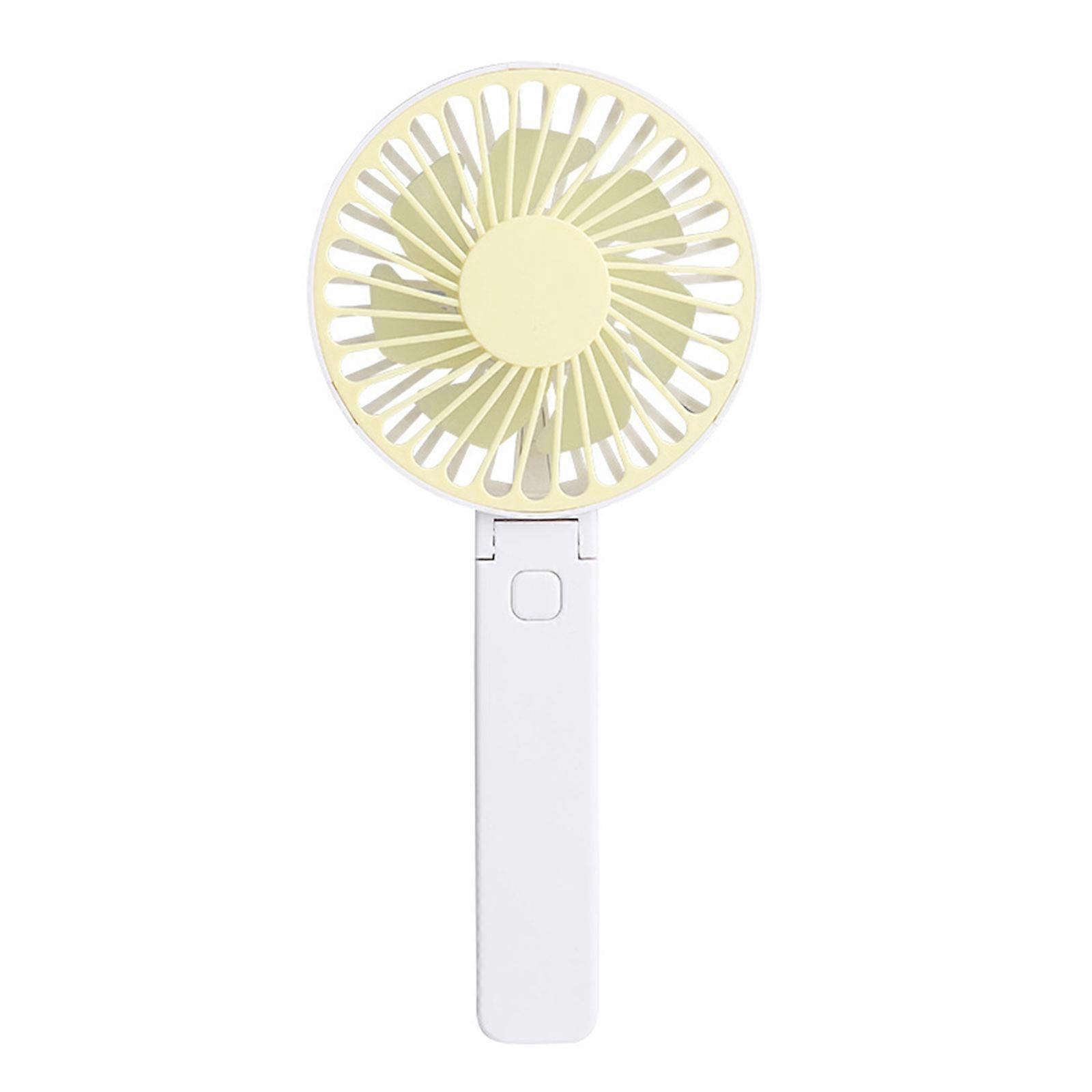 Handheld Fan 3000mAh Rechargeable Battery Foldable Handheld Fan Battery Operated with 3 Speed for Outdoor Travel lemon yellow