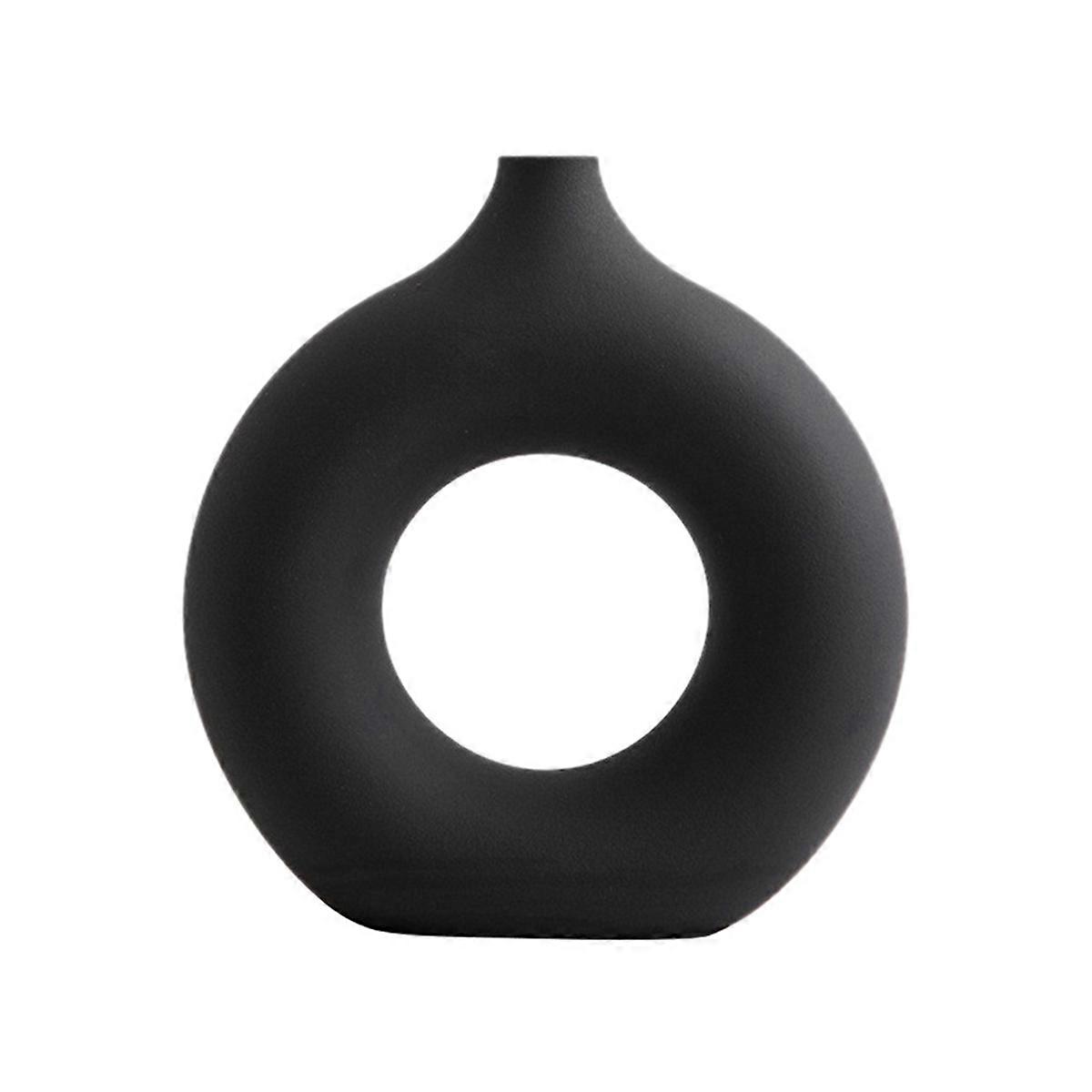 Nordic Ceramic Vase Decor Room Decoration Black,L
