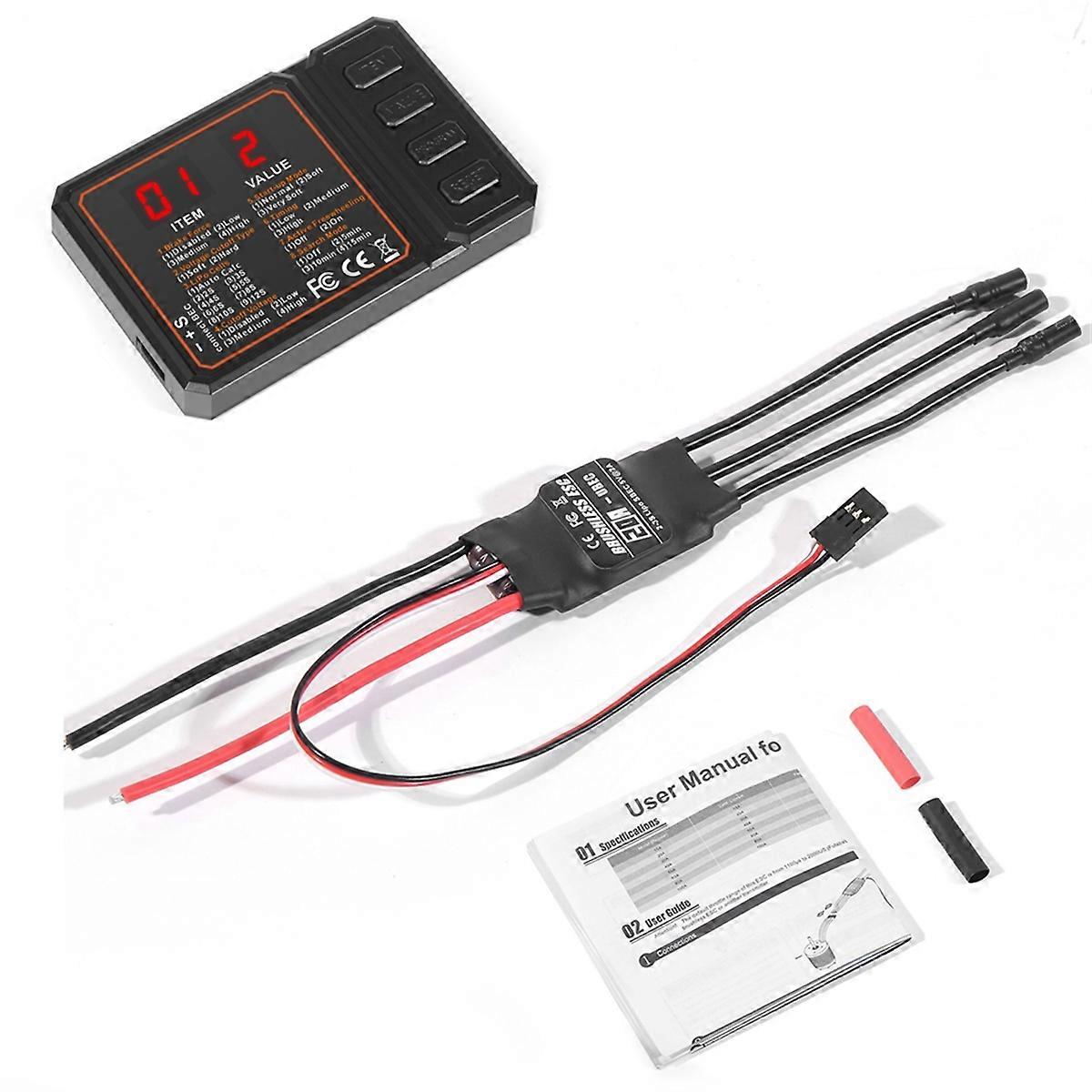 20A Brushless ESC 2-3S Lipo Support BEC Output with Programming Card for RC Car Boat Aircraft DIY P