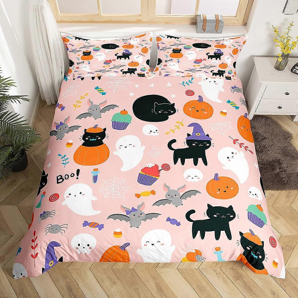 Twin Size Pumpkin Lantern Duvet Cover Gothic Comforter Set for Halloween and Nightmare Before Christmas Decor