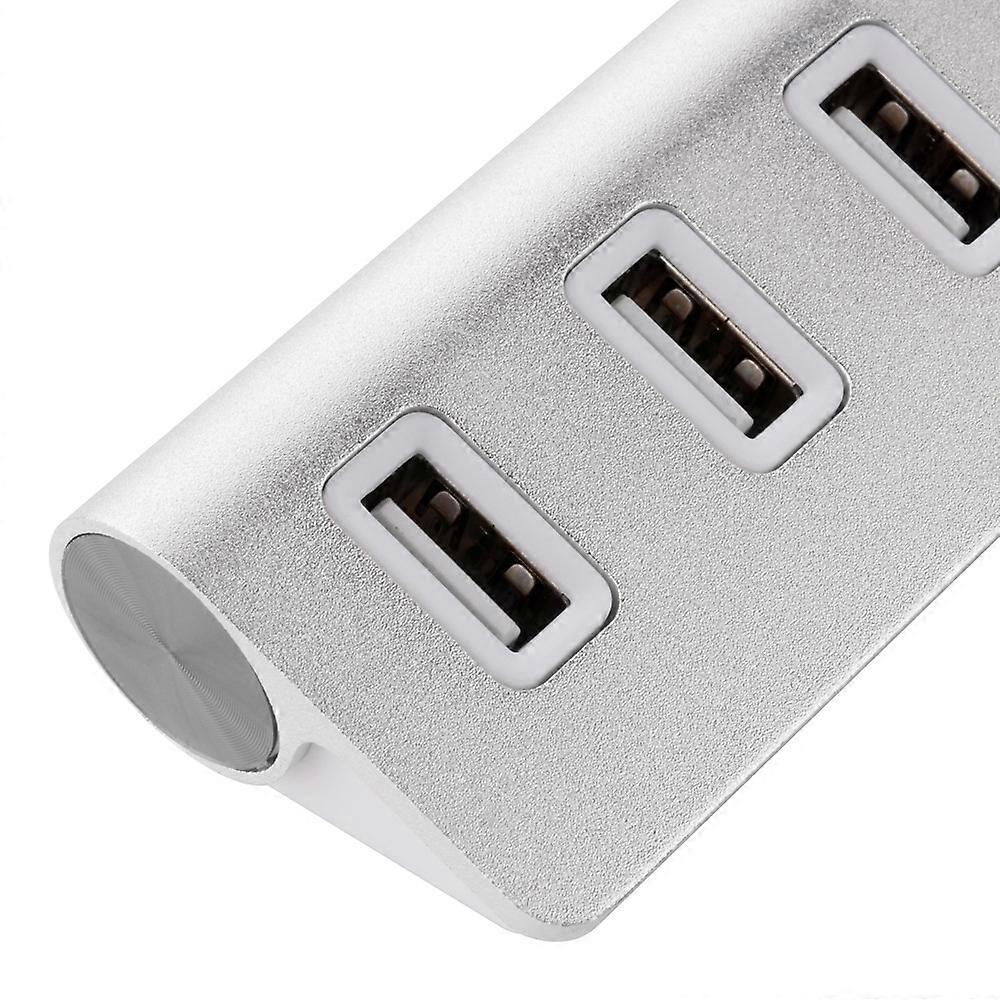 Metal hub 4 ports USB 2.0 for PC Multi-socket Adapter Extension (SILVER)