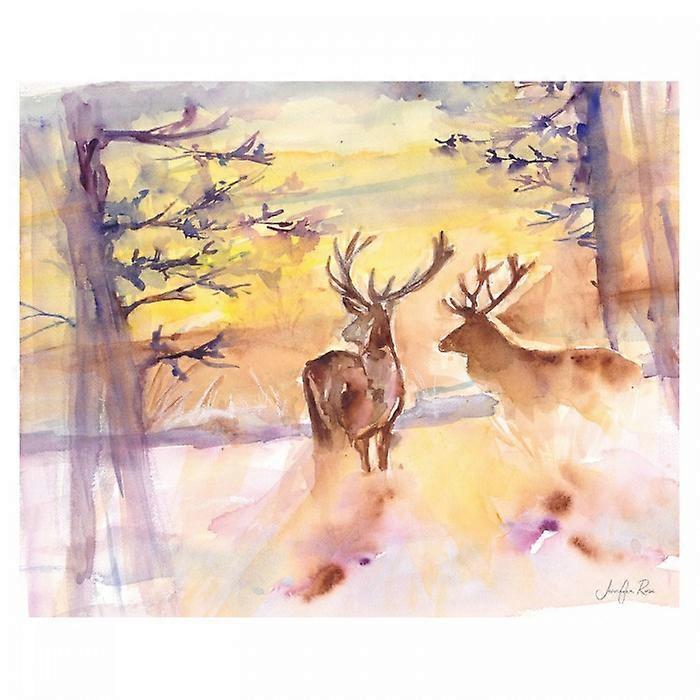 Jennifer Rose Stag Winter Sunset Canvas Print