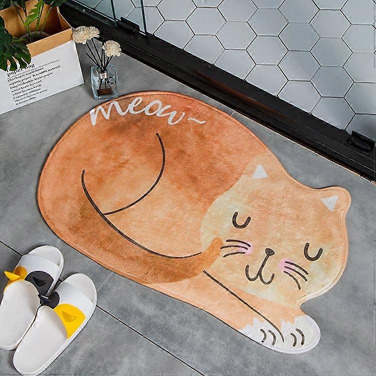 漫画の寝ている猫のバスマットバスルームカーペットトイレ滑り止めフロアマット60X90CM