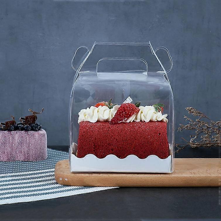 50 Pieces Portable Long Cake Roll Transparent Box Pastry Baking Packaging Box, Specification: Small Roll (13x8x10cm)