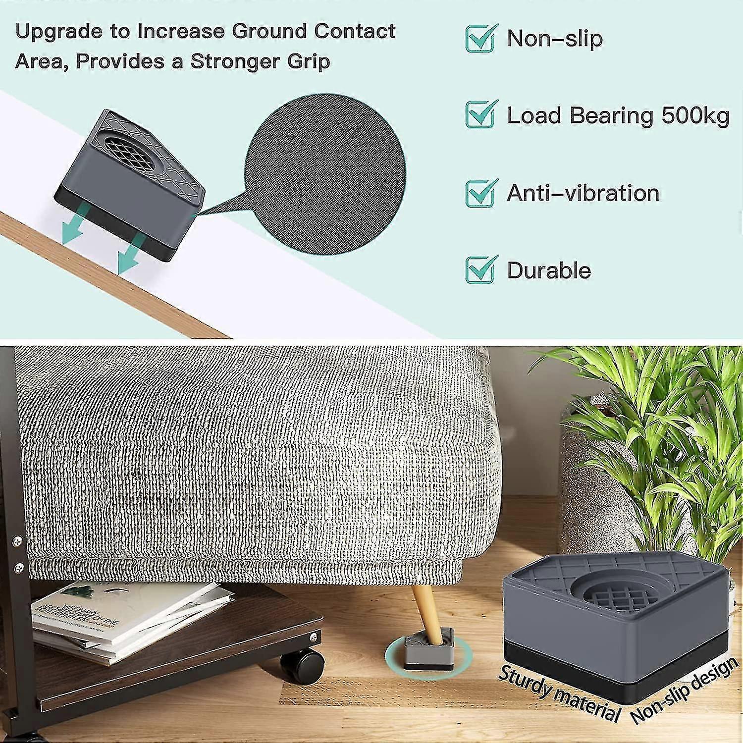 Anti Vibration Pads For Washing Machine, 4 Pcs Washer & Dryer Shock And Noise Cancelling Feet Pads