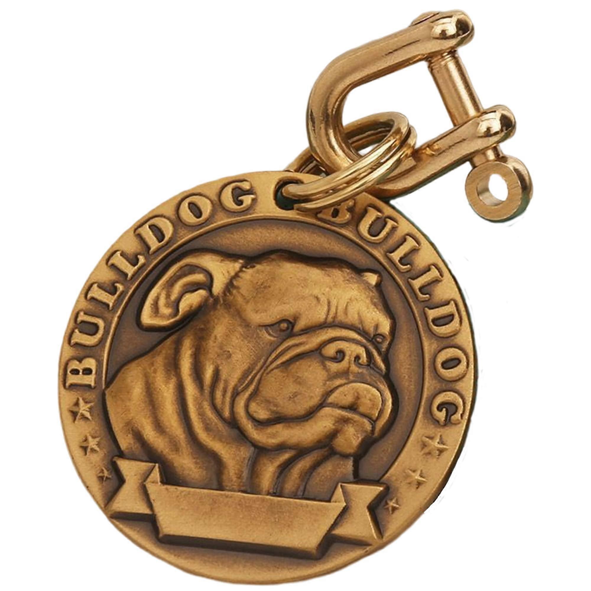Solid Brass Dogs ID Tags with Lettering Engraving, Front 3D Relief Pattern, Back Laser Engraved Custom Text