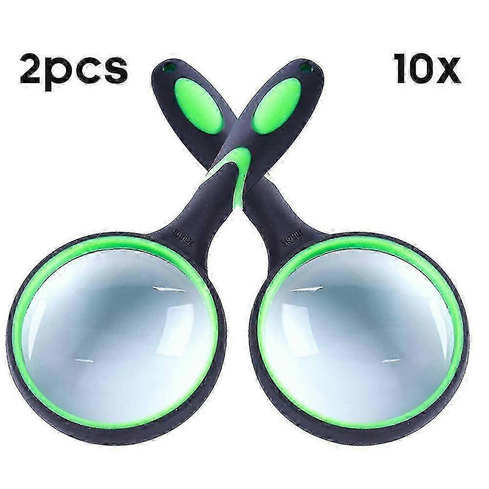 Shatterproof Magnifying Glass 10x Handheld Reading Magnifier, 75mm Non-scratch Quality Glass Lens, Thickened Rubbery Frame, Perfect For Seniors & Kids