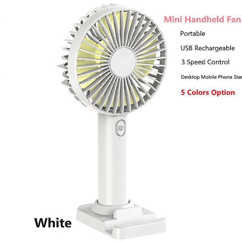 Portable USB Rechargeable Small Mini Handheld Fan 3 Speed Control With Desktop Mobile Phone Stand
