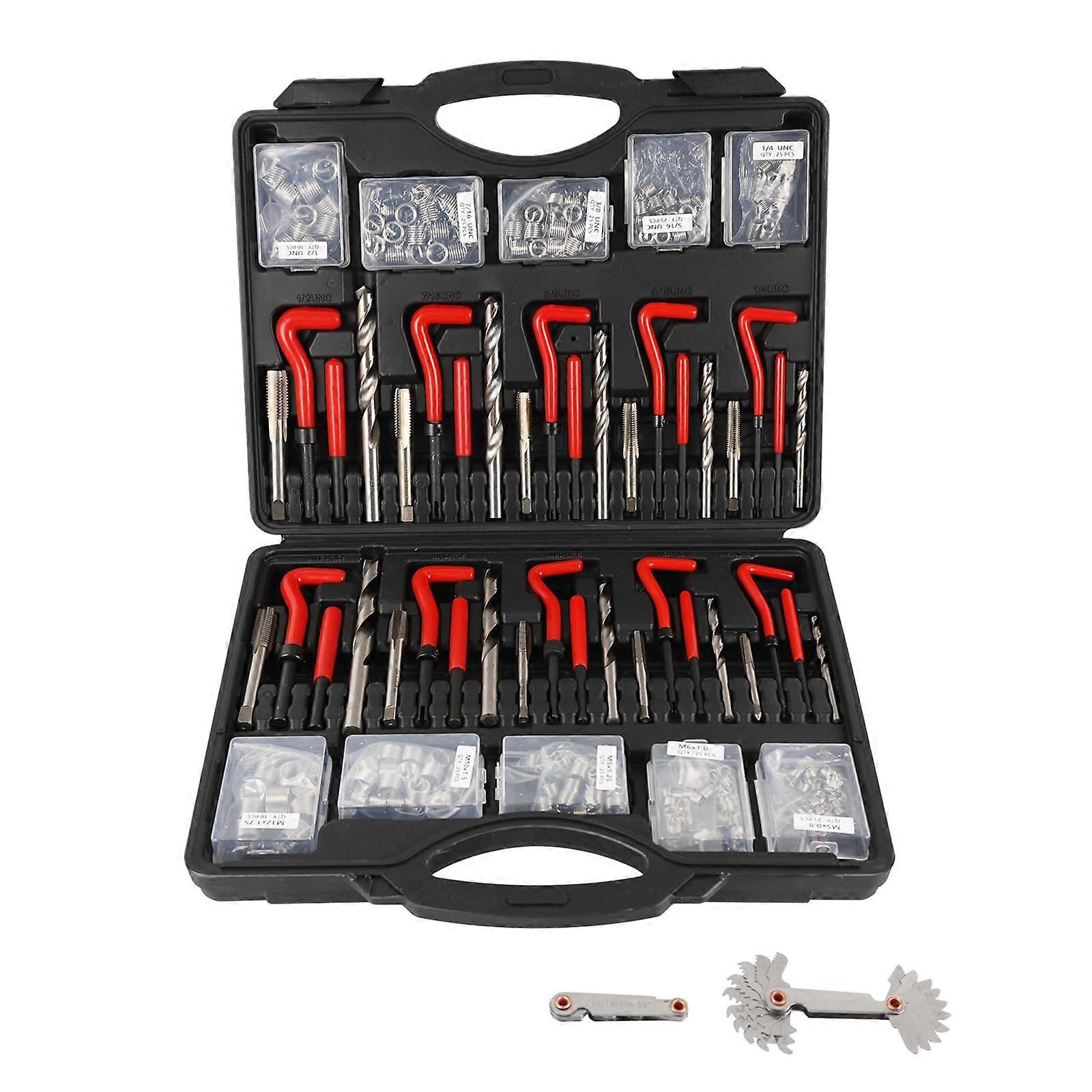 263 PCS Thread Repair Kit HSS Drill Helicoil Kit, Rethreading Tool Kit with Thread Gauge