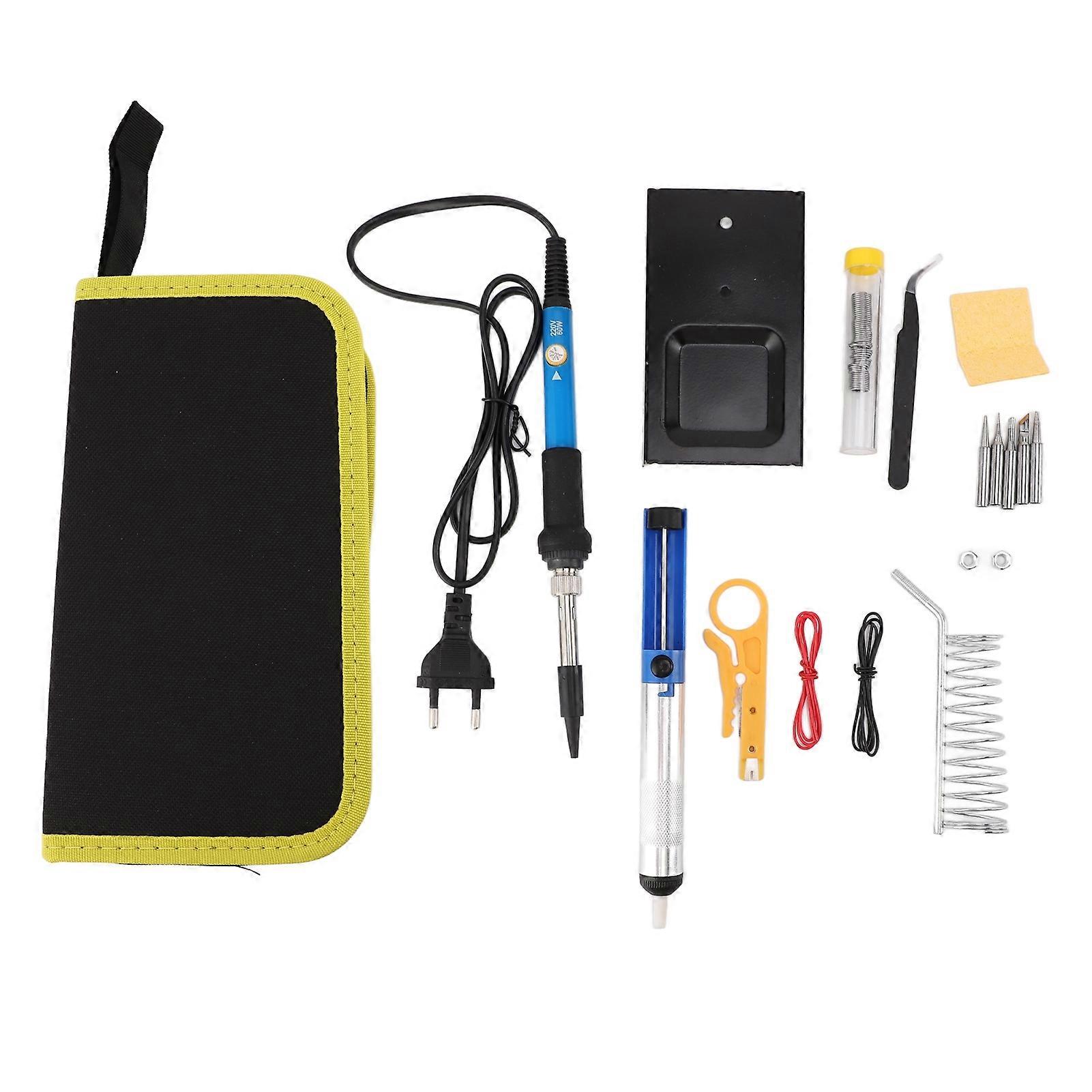 Electric Soldering Iron Kit Adjustable Temperature Portable Electronics Welding Tools Blue