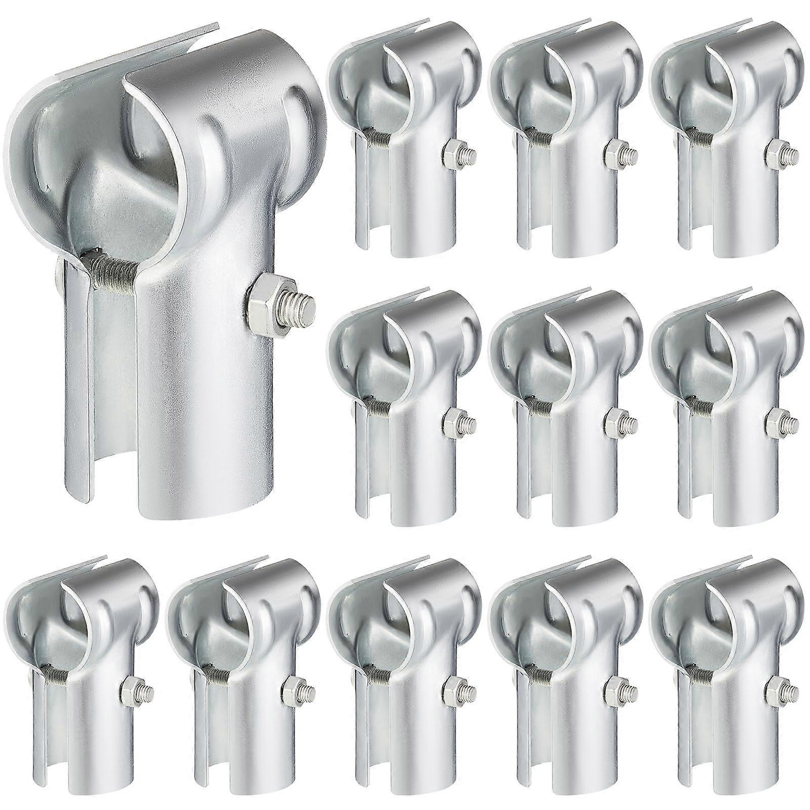 Pipe Clamp Chain Link Fence T Clamp Galvanized Steel End Rail Clamp For OD Pipe 1-5/8 Bolts And Nuts Included 12 Pcs