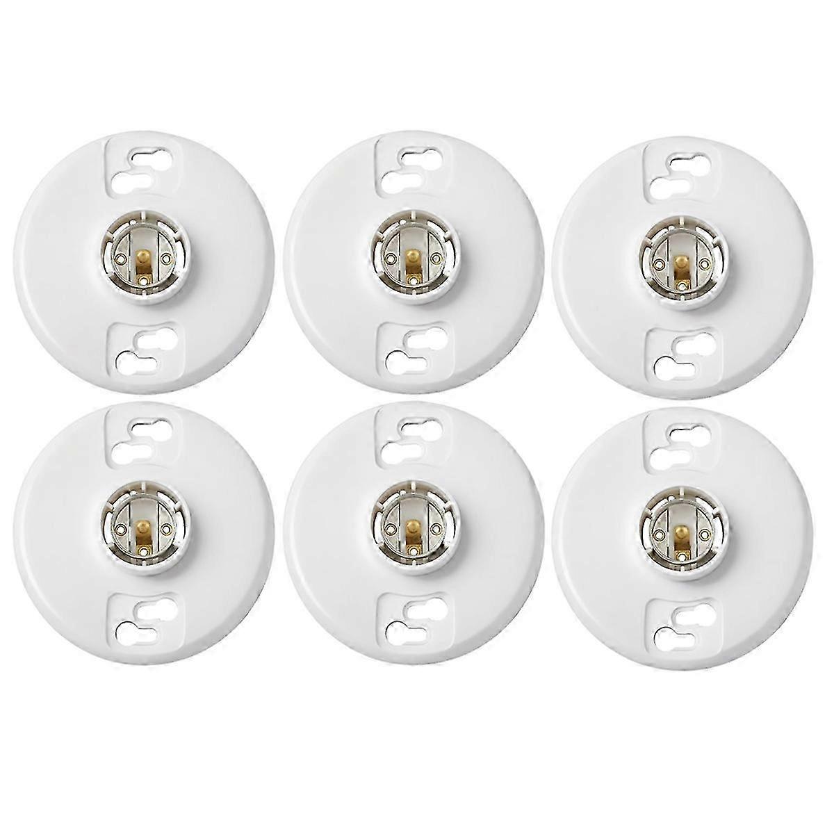 6Pcs Medium Base E26 Lampholder Keyless Top Lamp Holder Ceiling Light Sockets White Phenolic Bulb So NN
