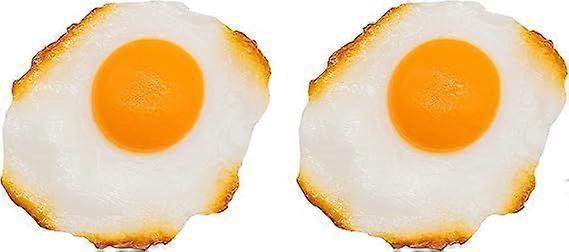 2 Pcs Simulation Fried Eggs Artificial Cooked Egg Realistic Poached Egg Props Model for Home Kitchen Party Display Decoration Prank Props
