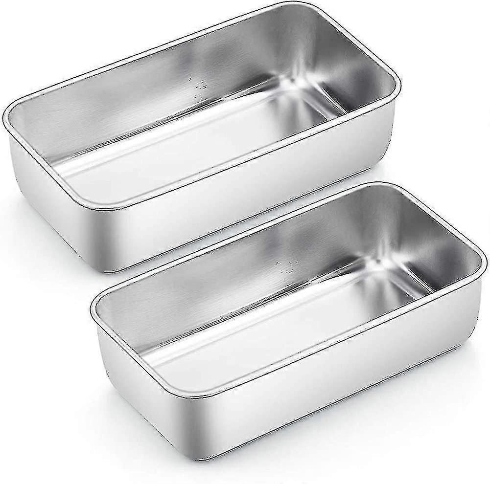 Stainless Steel Loaf Tin Set of 2, Rectangular Baking Mold for Bread and Cake