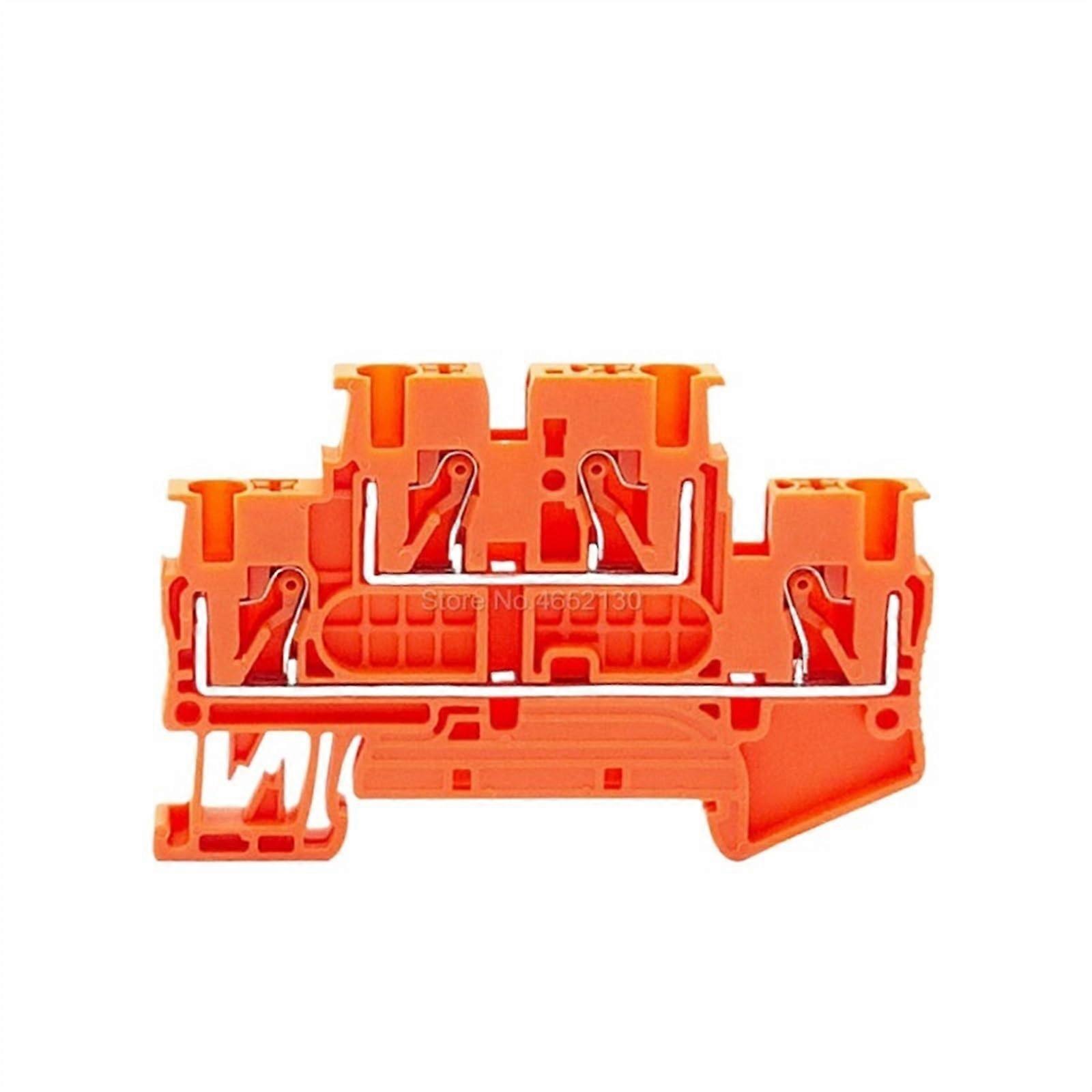 PTTB2.5 Double Level Electrical Connector Push-in Wire Terminals 50Pcs 2 Layer PT Type Din Rail Terminal Block Orange