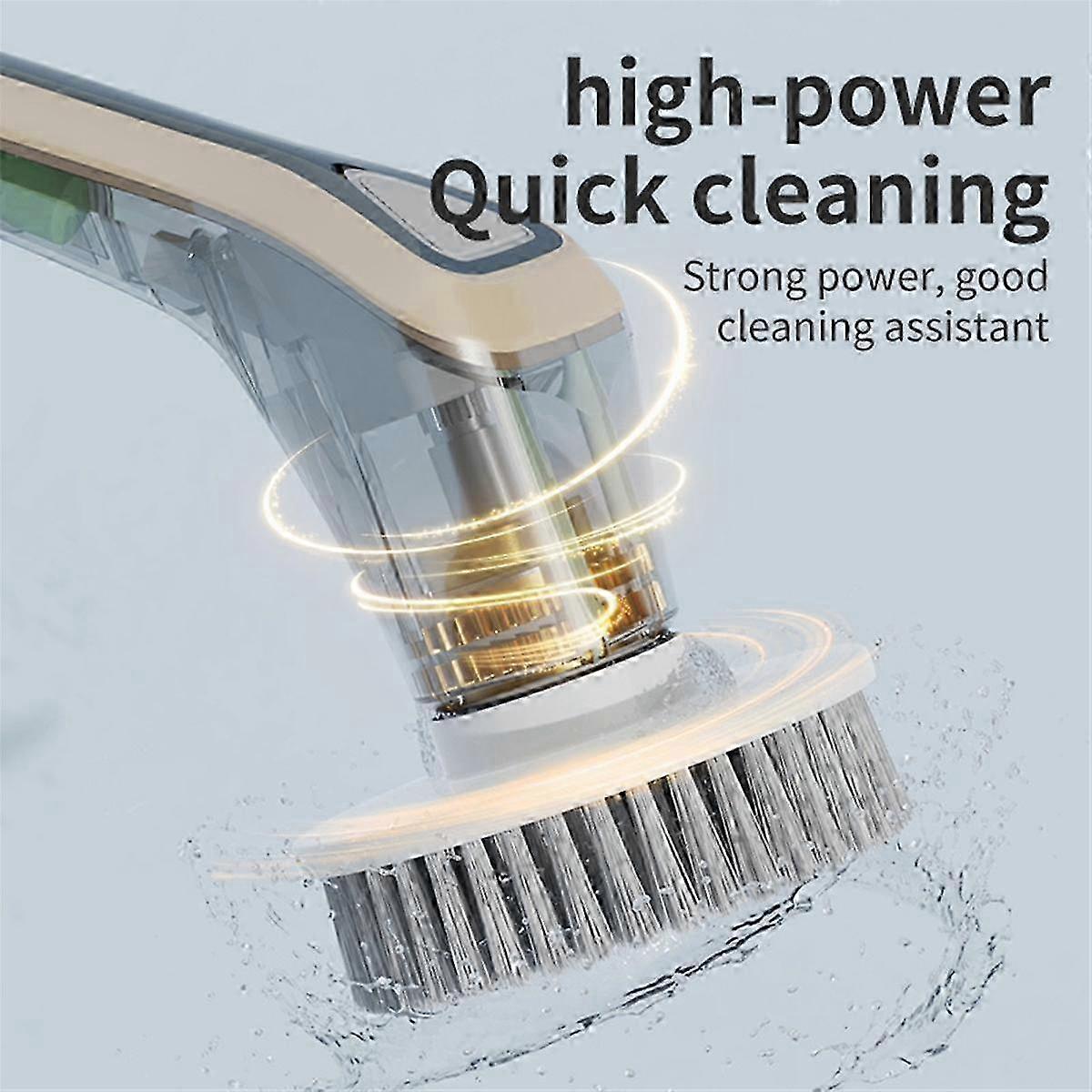 electric shower scrubber with 7 replaceable brush heads, adjustable removable handle, ipx7 waterproof