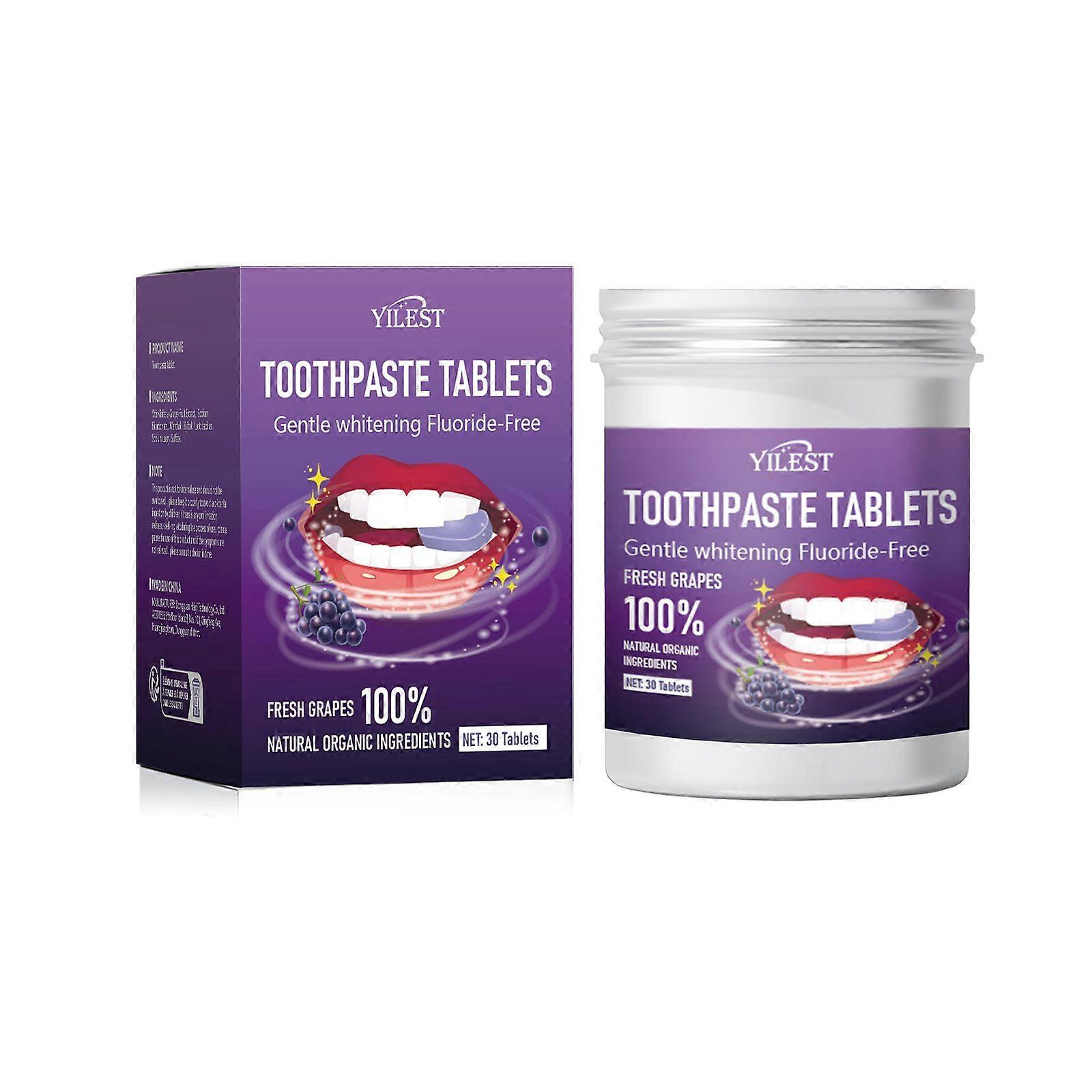 Whitening Toothpaste Tablets with Nano-Hydroxyapatite Fluoride-Free, Purple Whitening Toothpaste for Sensitive Teeth & Gums, Travel-Friendly Tabs