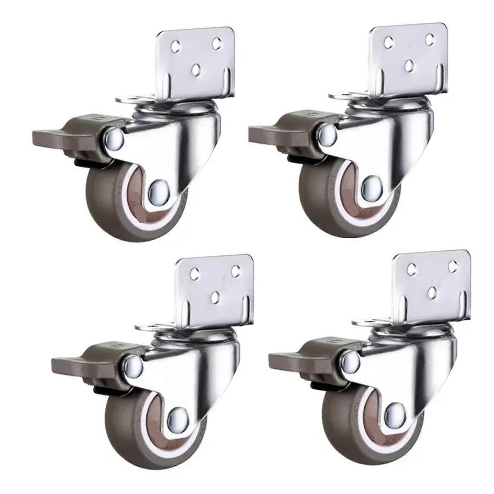 4 PCS Furniture Casters Soft Rubber Swivel Casters Silent Trolley Bed Wheels Home Accessories (Color : with Brake, Size : 1.0 Inch)