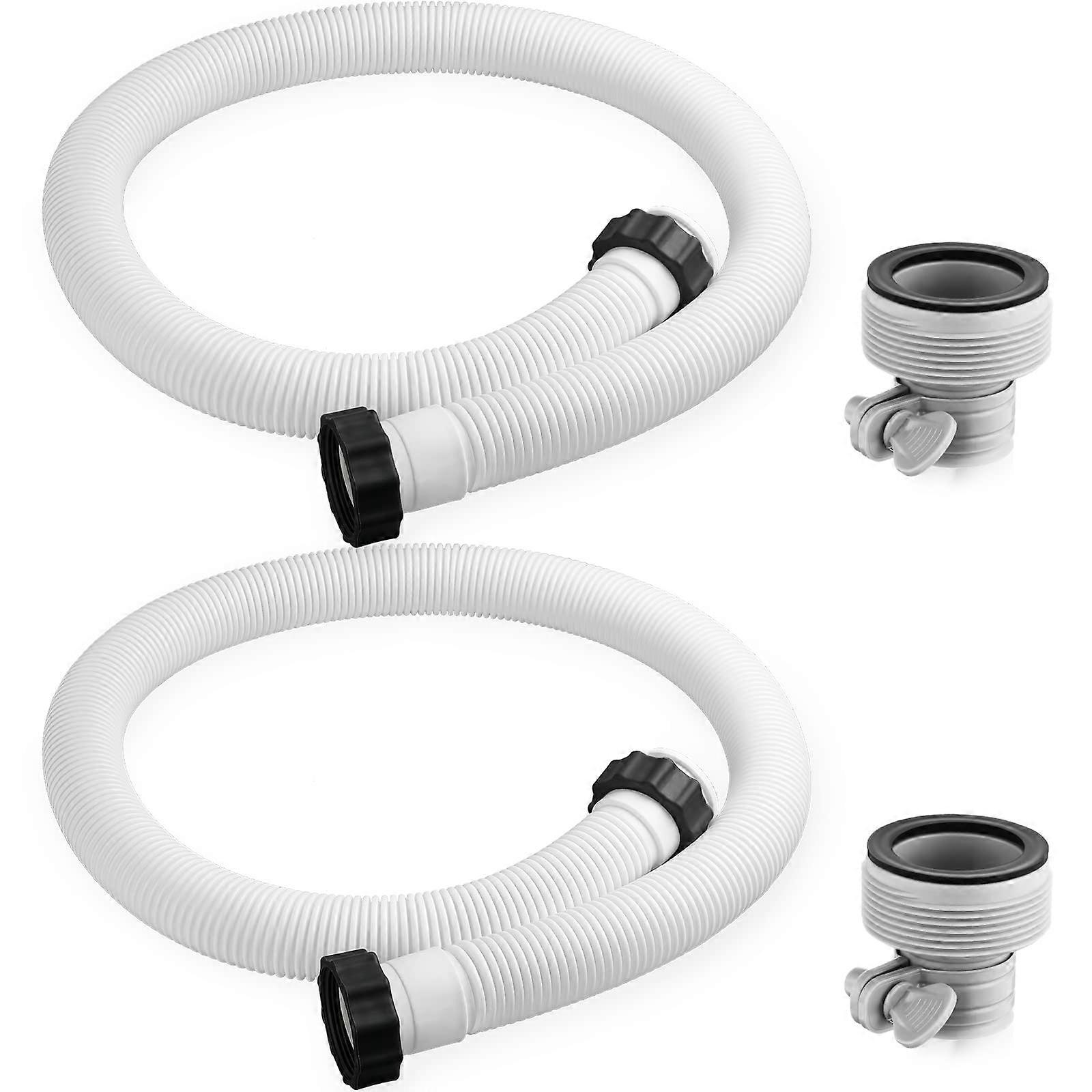 2 Pack 1.5" x 59" Pool Pump Hose Replacement Kit for Above Ground Pools with Type B Adapters