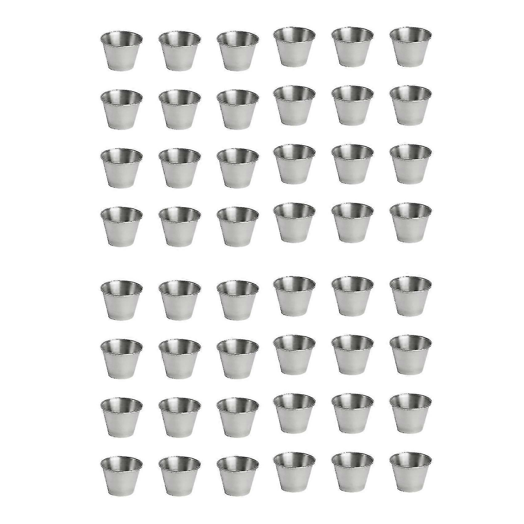 Confezione da 48 tazze per salsa di condimento in acciaio inossidabile, tazze per salsa per immersione di grado commerciale, condimento per ramekin (ruigou)