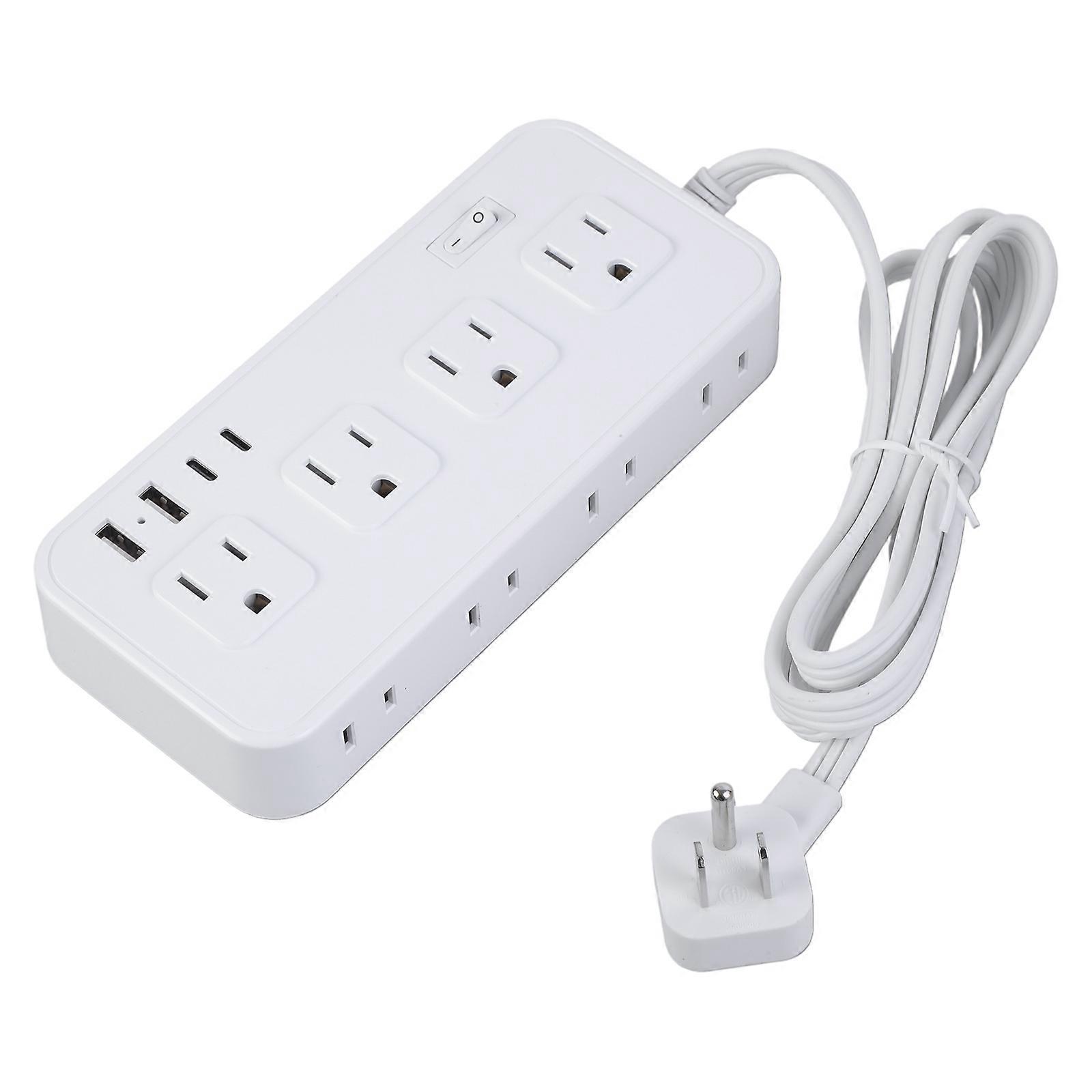 Multiple Outlet Power Strips 2Prong Flat Plug 5ft Extension Cord 8 Outlets 2 USB 2 Type C Port 2000J Surges Protections