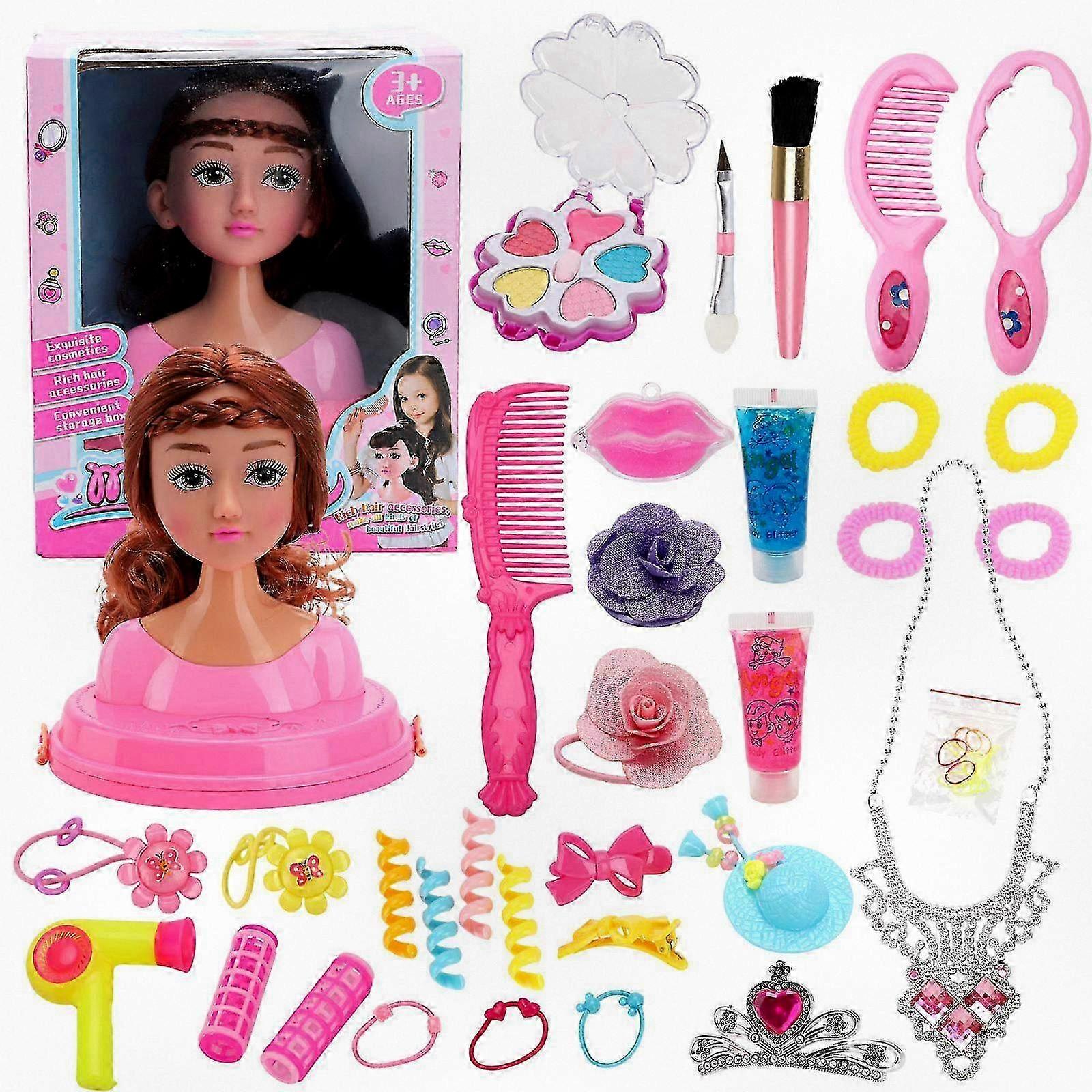 Children's Doll Costume Set with Head Shape Makeup Comb and Headdress Toy for Pretend Play as a Princess