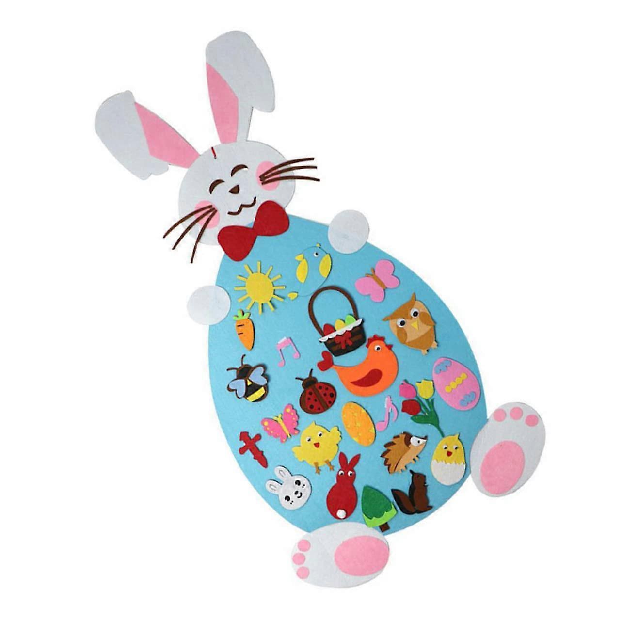 Detachable Wall Rabbit Easter Egg Decoration Set for Toddlers, Cute Animal Favor Pendant Crafts, DIY Felt Ornaments for Kids