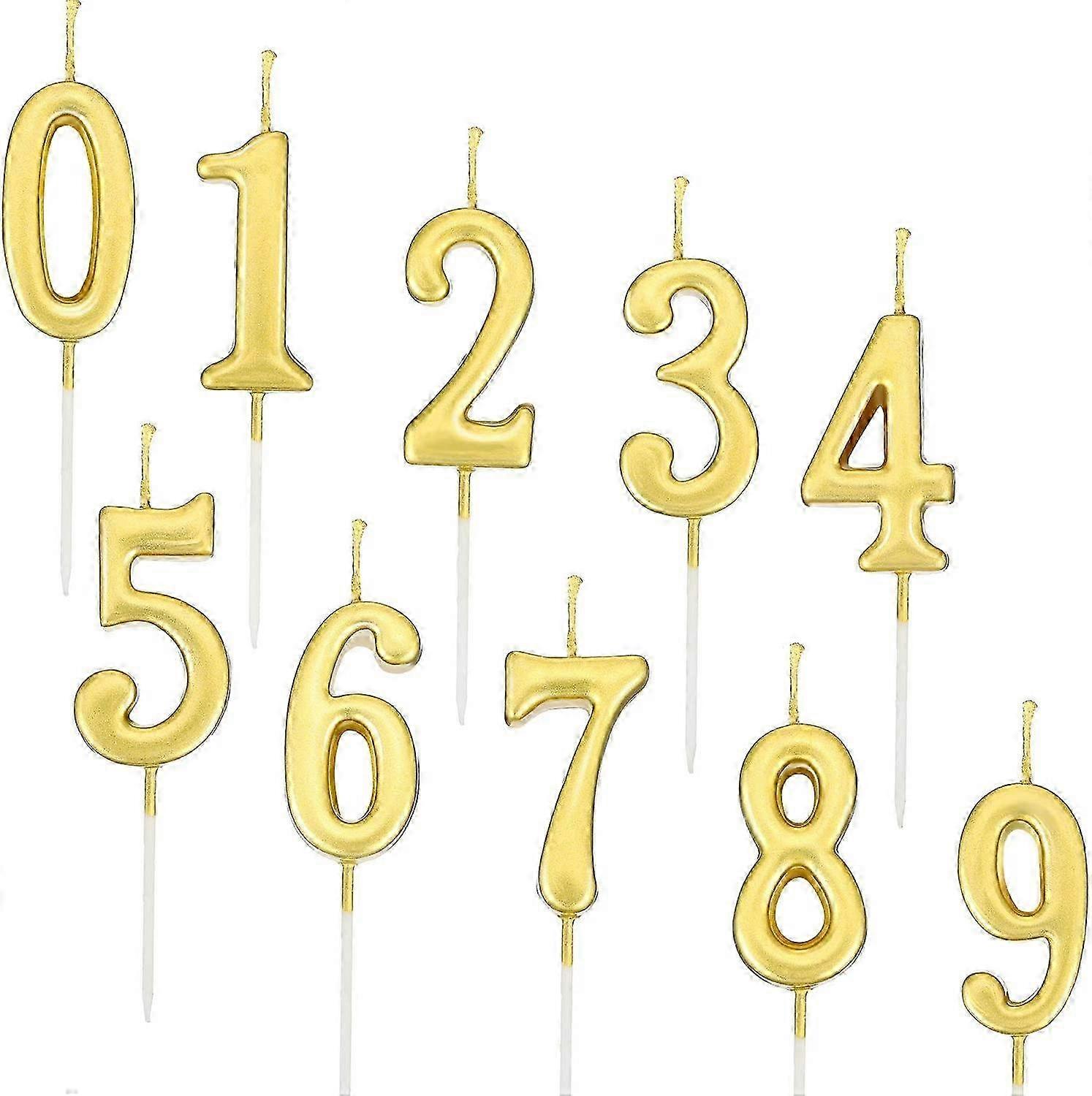 10 Count Birthday Party Decorations - 0-9 Numbered Candles for Celebrations