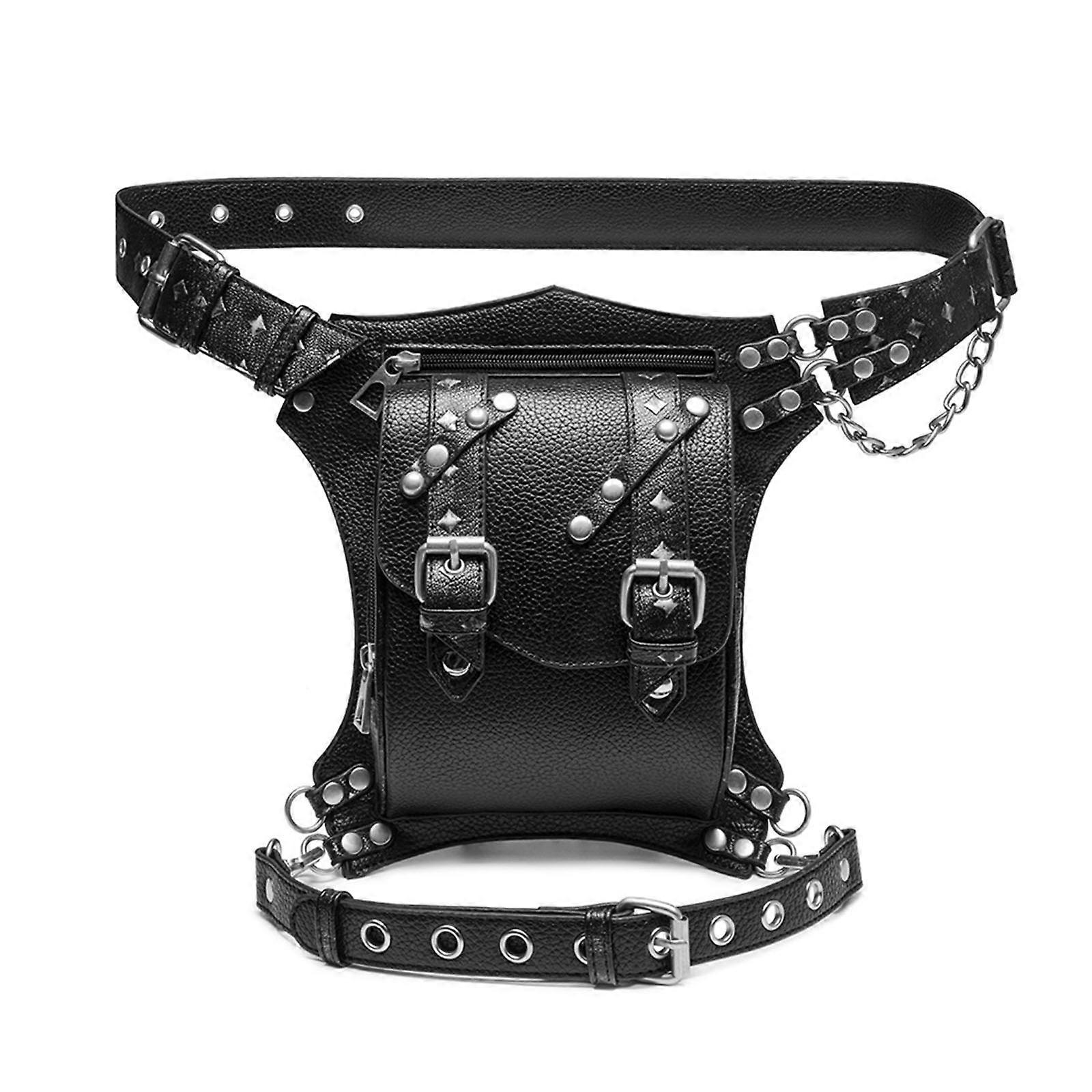 Steampunk Hüfttasche Fanny Pack Mode Gothic Leder Schulter Umhängetaschen