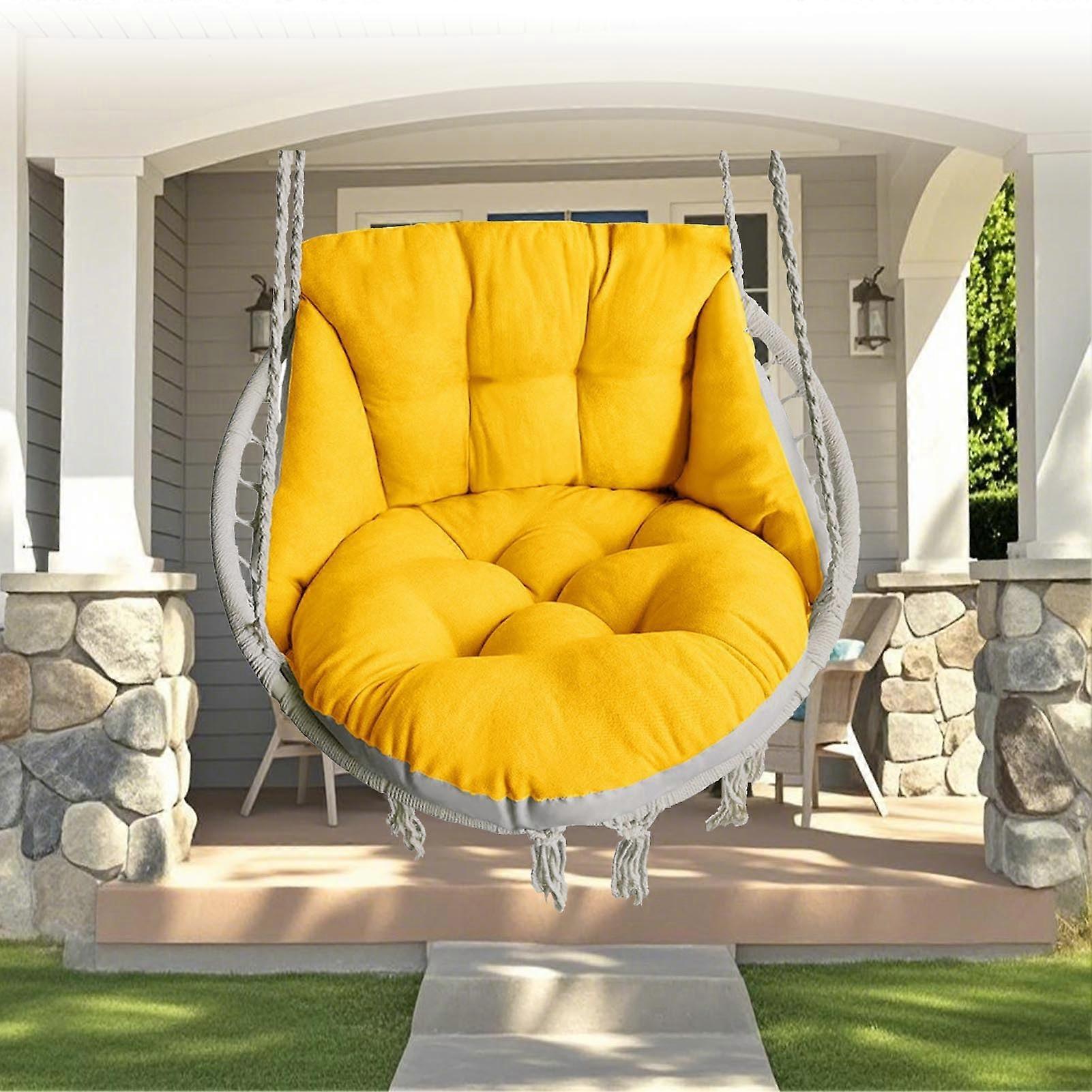 Hammock Chair Cushion Removable Rattan-Style Seat Cushion For Hanging Chairs Veranda Patio Balcony Yellow 27x25x19