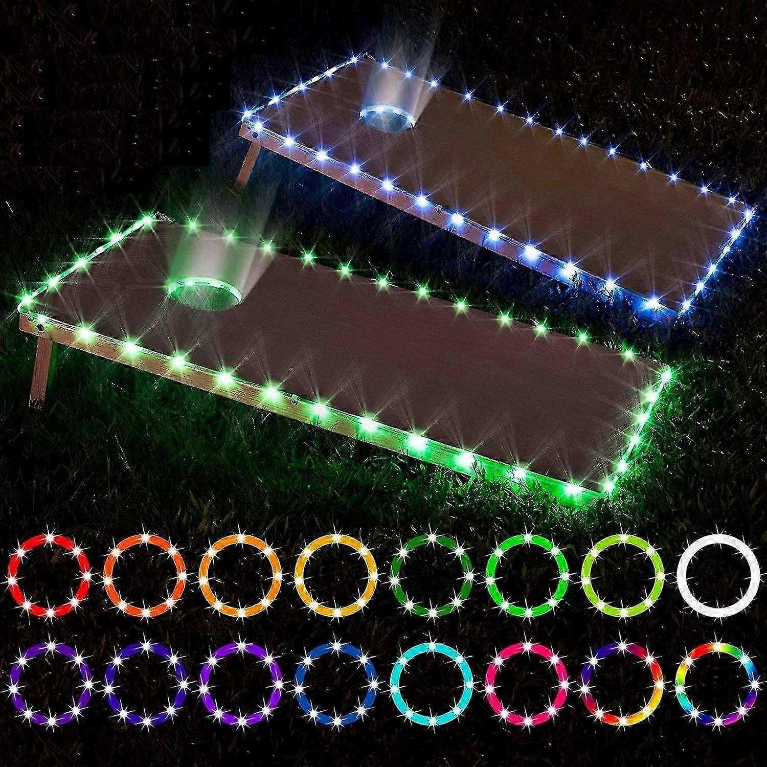 Led Cornhole Lights, Remote Control Cornhole Board Edge and Ring Led Lights, 16color Change By Yours
