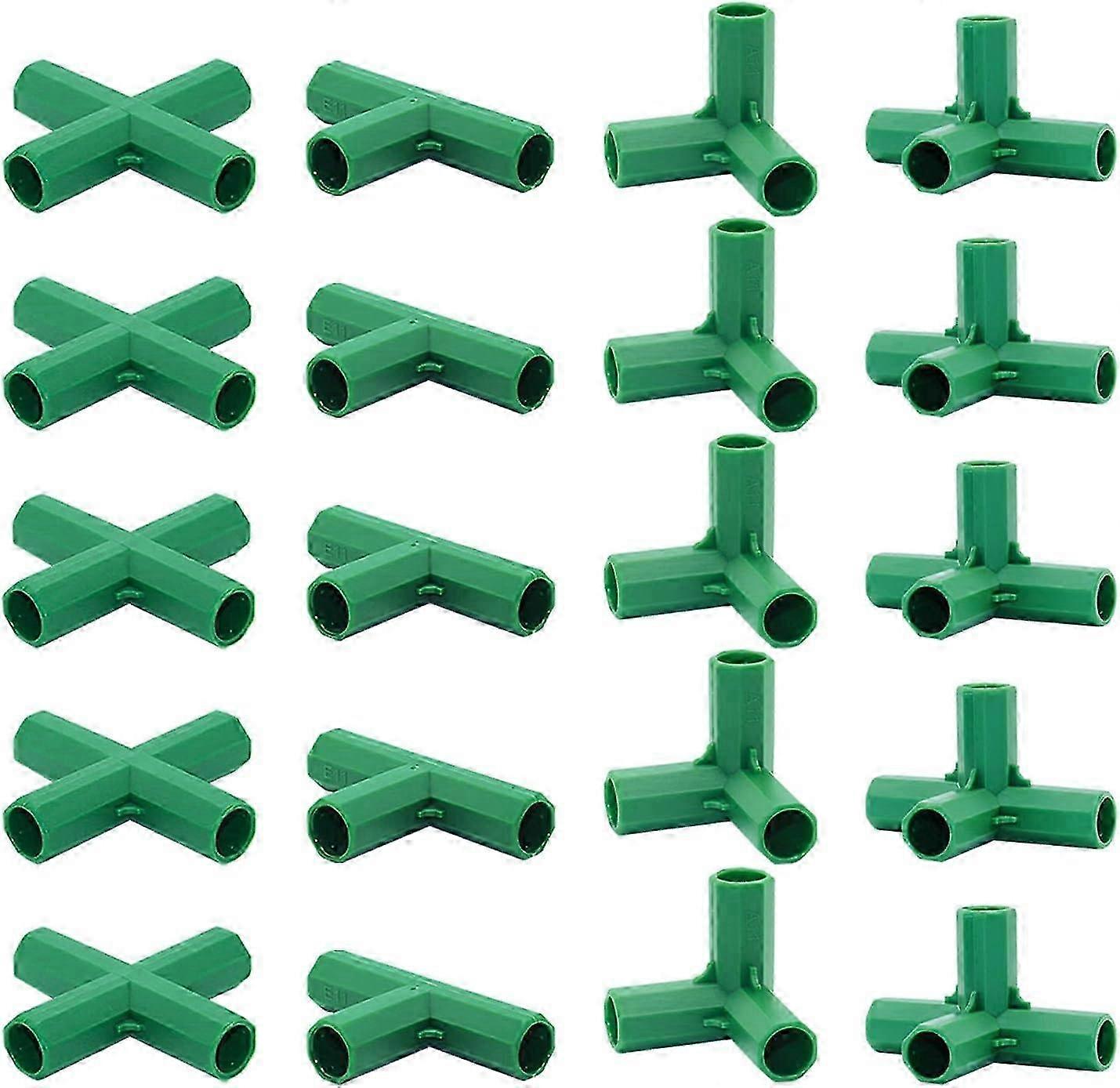 20 Pack 11mm Greenhouse Connectors - 4 Types for Sturdy Frame, Grape Trellis, Sunshade & Shed Support